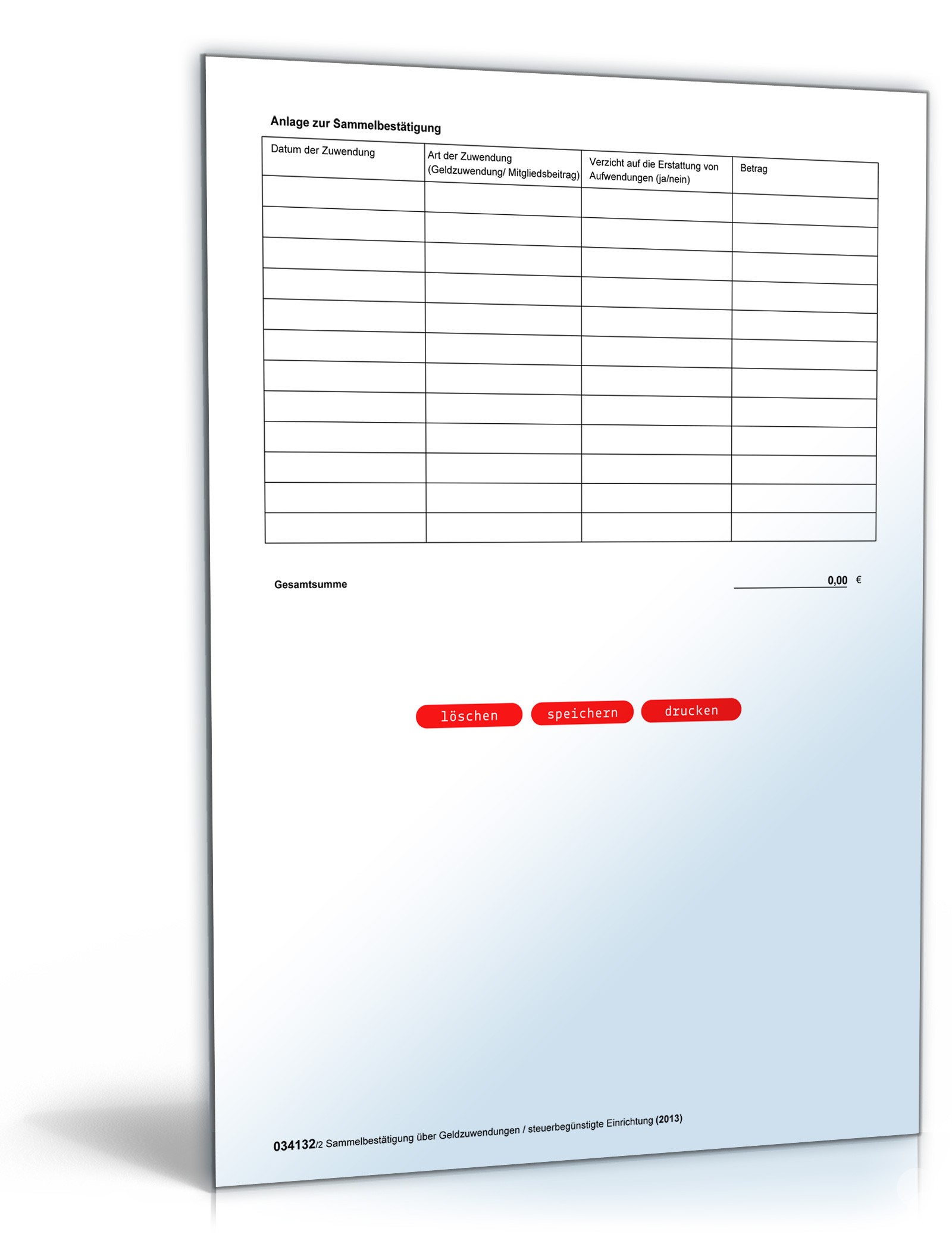 Sammelbestätigung über Geldzuwendungen PDF. Seite: 2