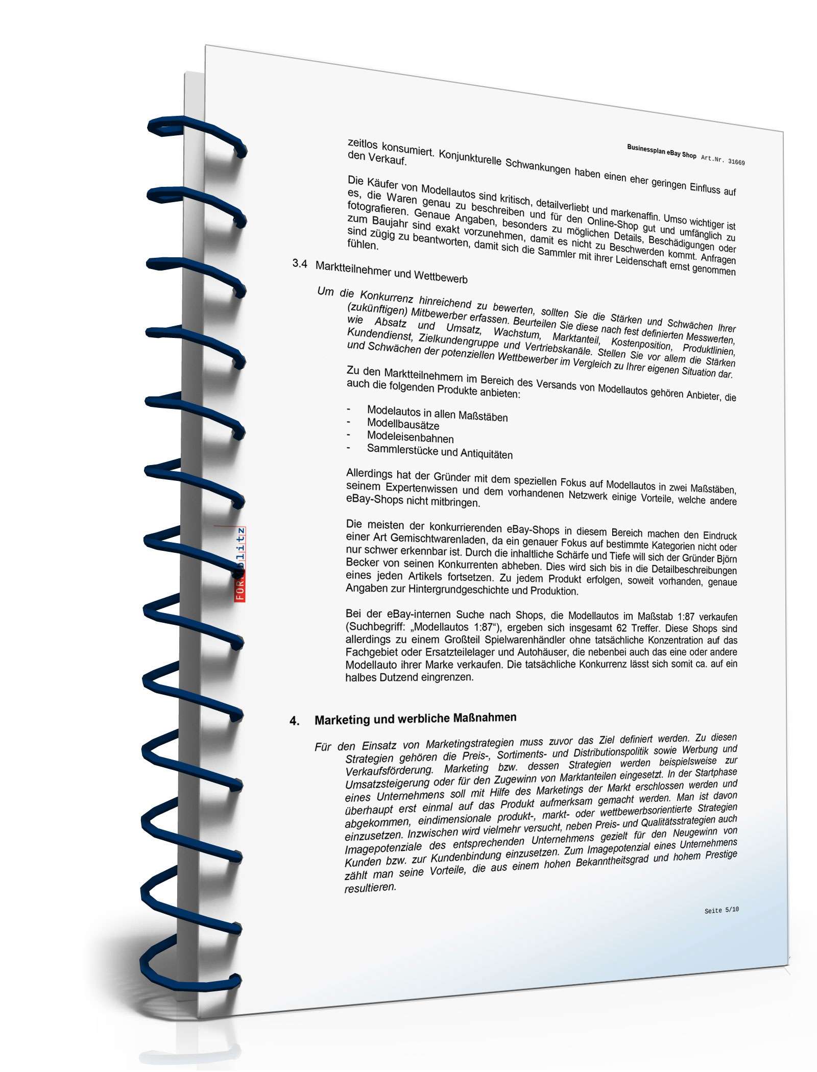 Businessplan eBay-Shop Excel. Seite: 12