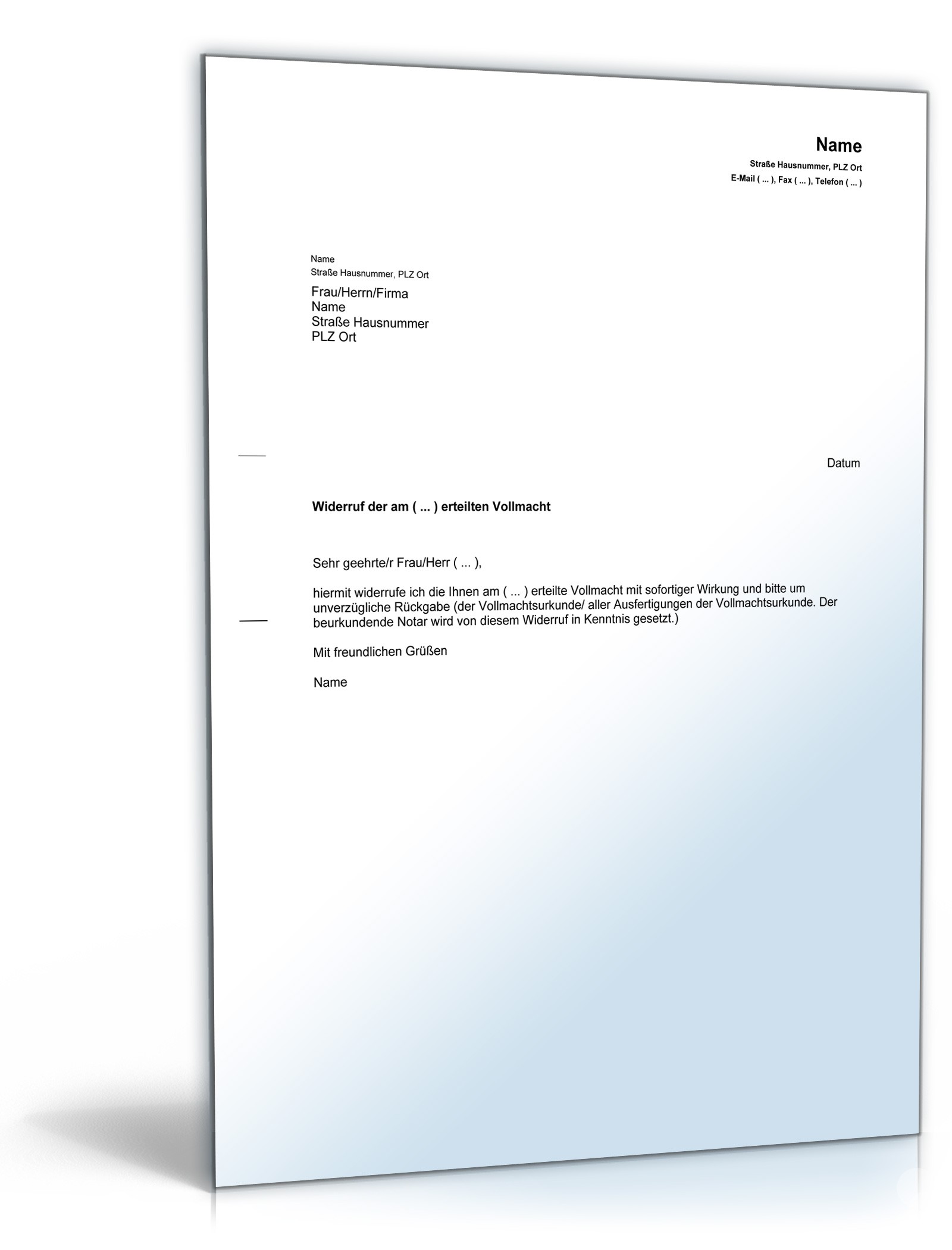 Widerruf Vollmacht PDF