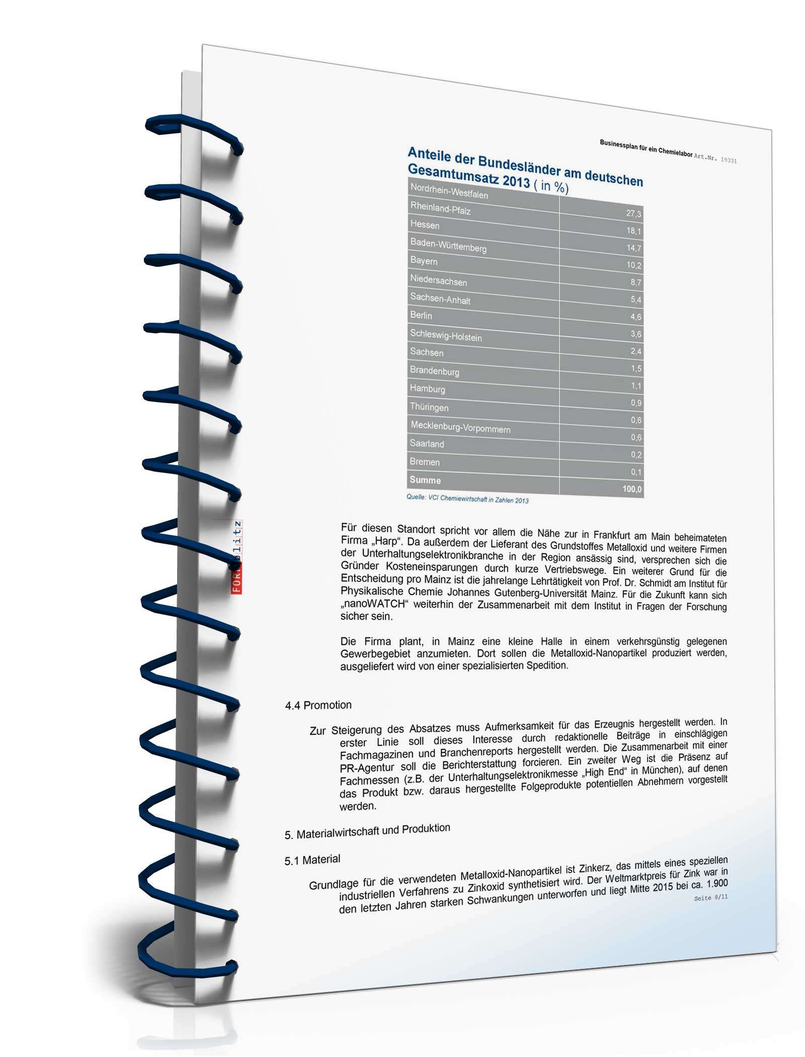 Businessplan Chemielabor/Chemieunternehmen Excel. Seite: 10