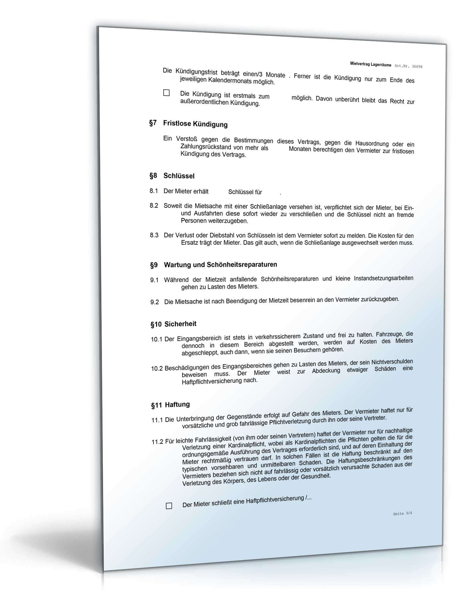 Mietvertrag Lagerraum Word. Seite: 3