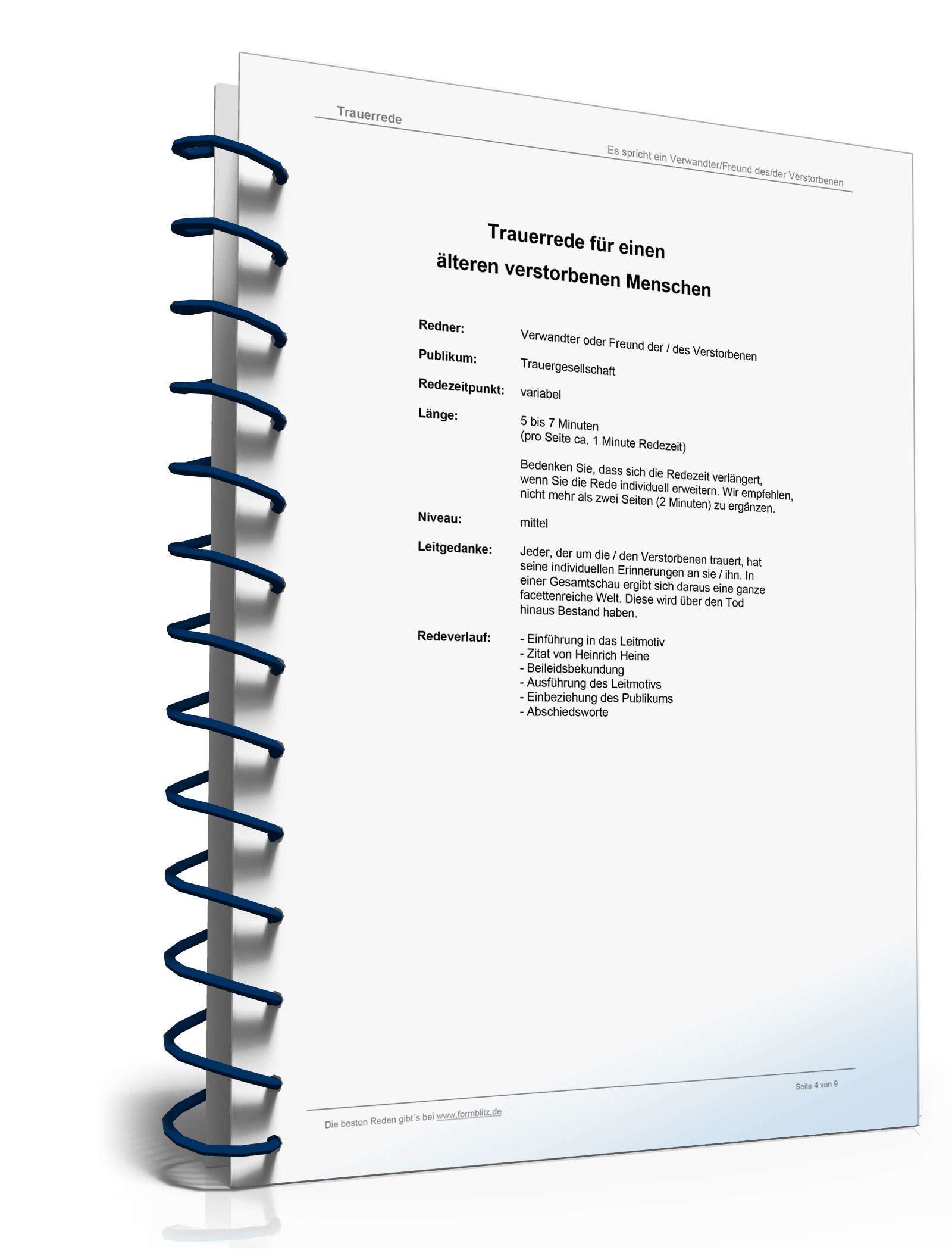 Trauerrede mit Leitmotiv: Jeder Mensch ist eine Weltgeschichte Word. Seite: 4