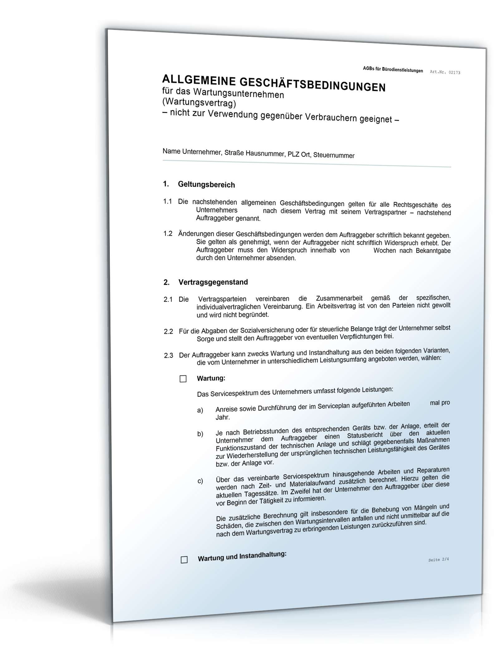 AGB Wartungsunternehmen Word