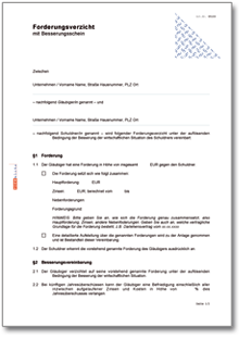 Forderungsverzicht mit Besserungsschein Word