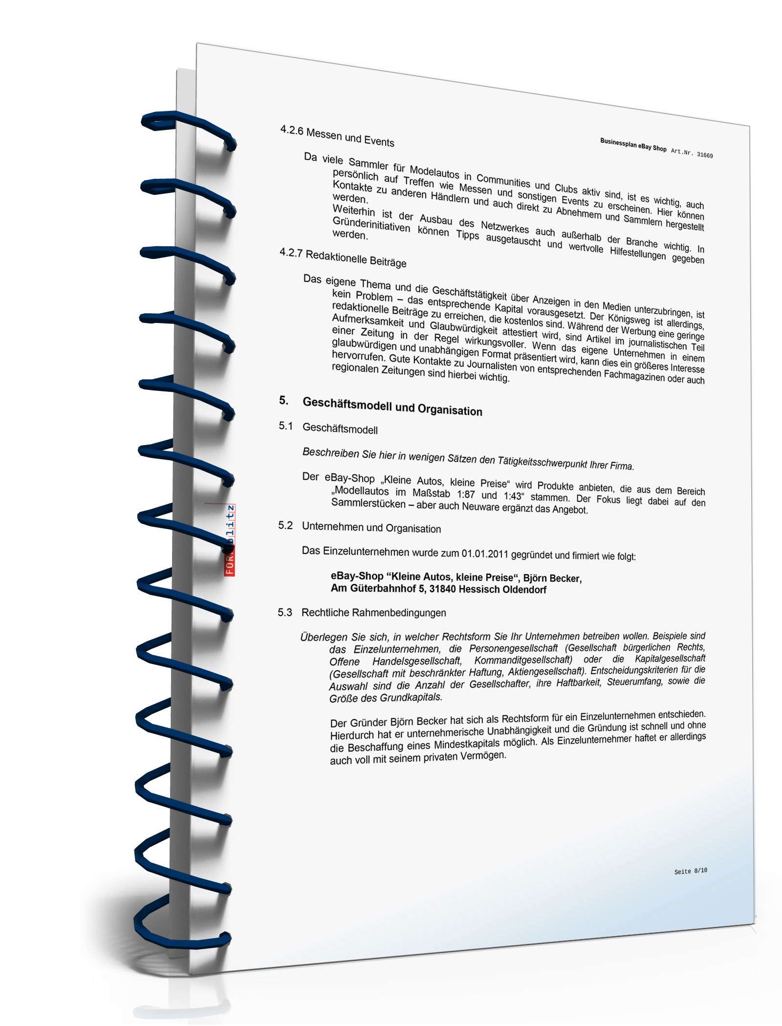 Businessplan eBay-Shop Excel. Seite: 15