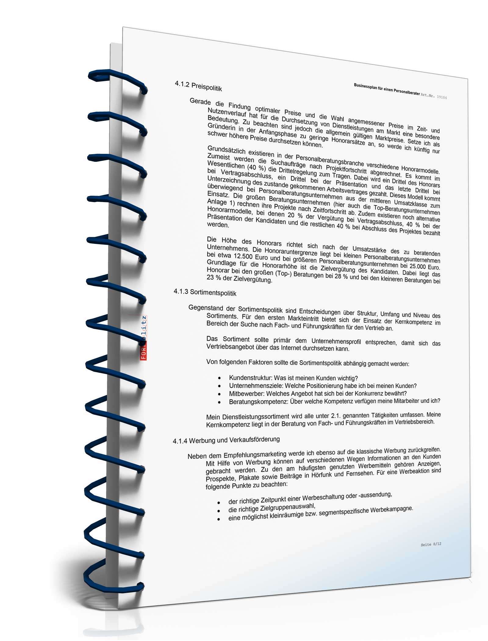 Businessplan Personalberatung Excel. Seite: 6