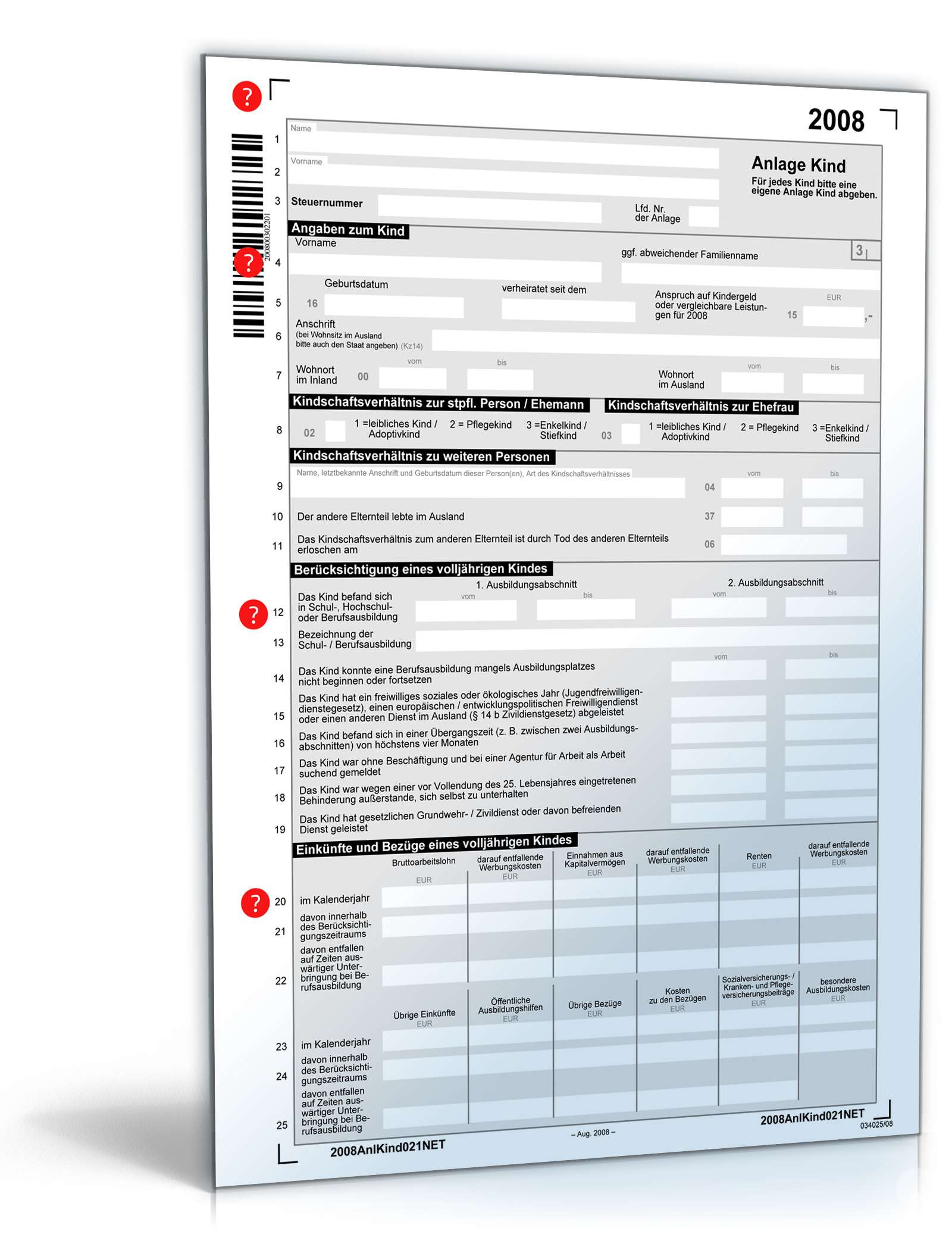 Anlage Kind 2008 PDF