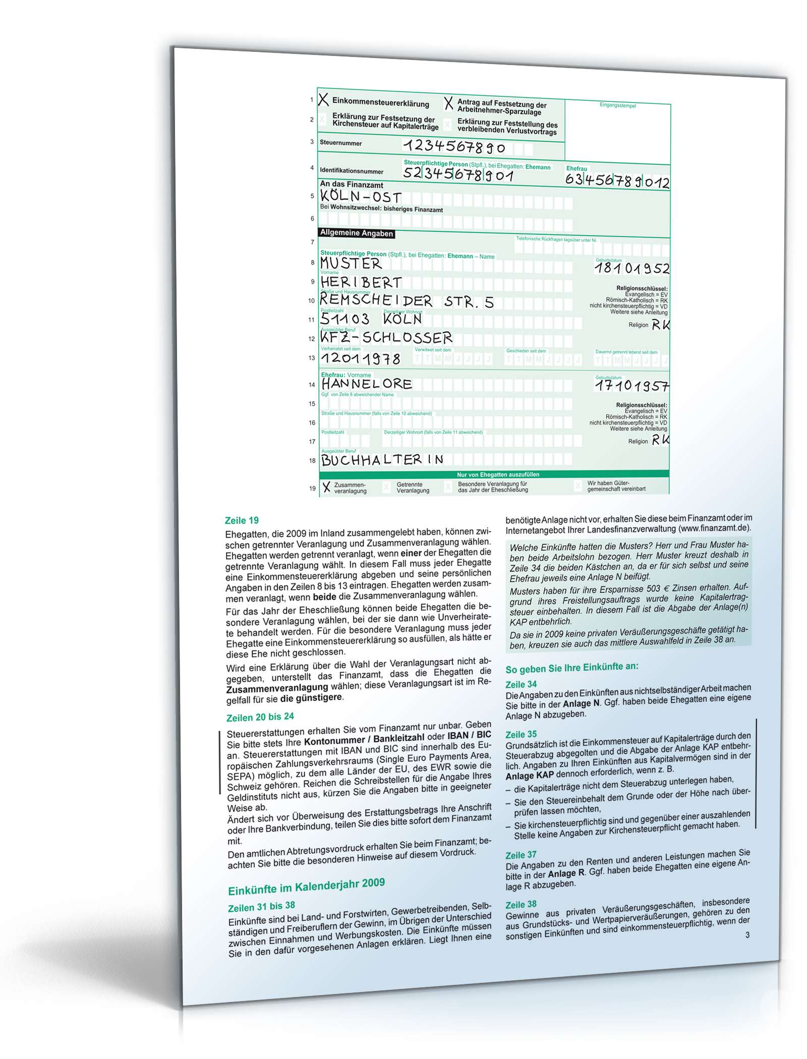 Anleitung zur Einkommensteuererklärung 2009 PDF. Seite: 3