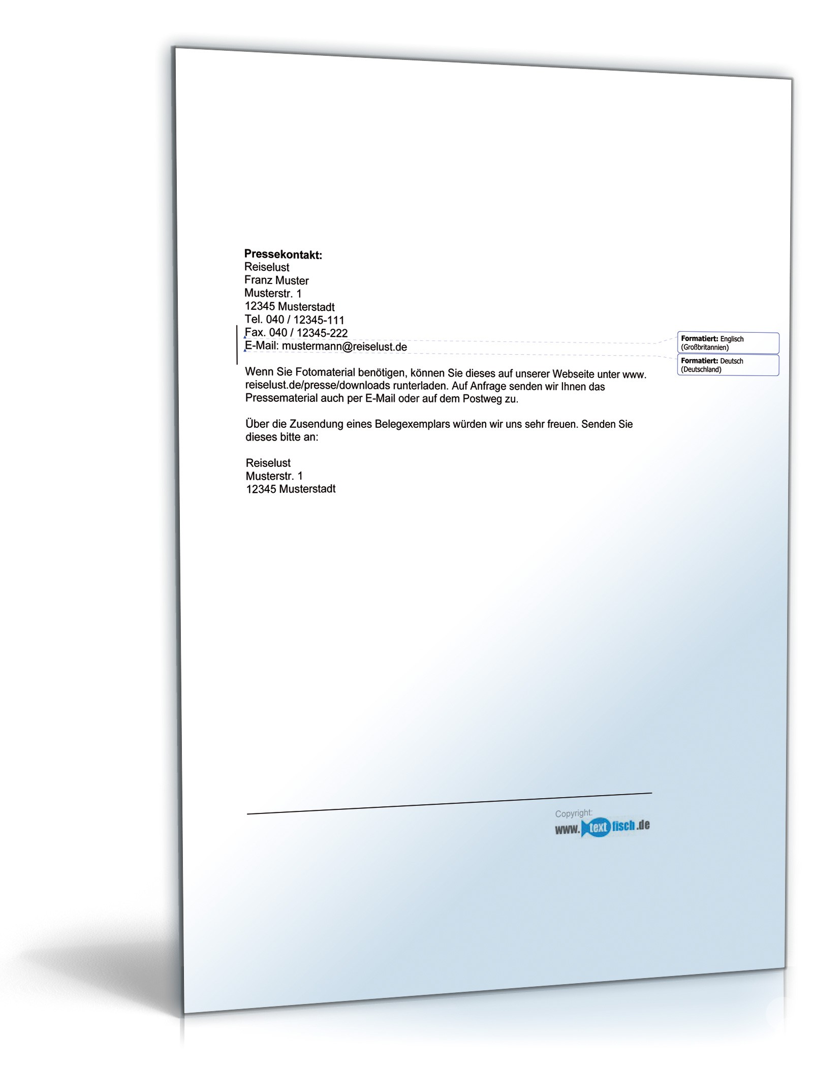 Pressemitteilung Reiseveranstalter über neues Reiseangebot PDF. Seite: 2