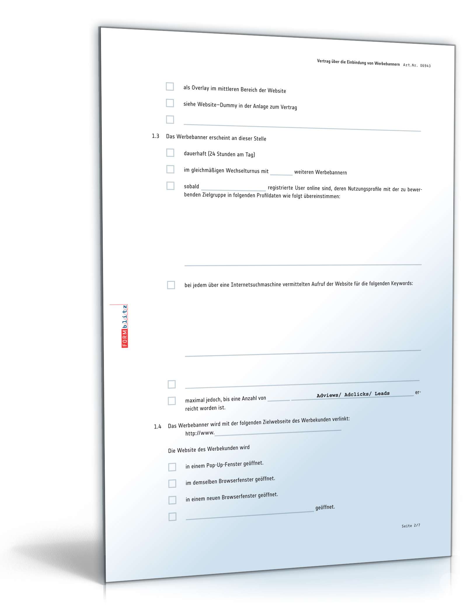 Vertrag Einbindung Werbebanner PDF. Seite: 2