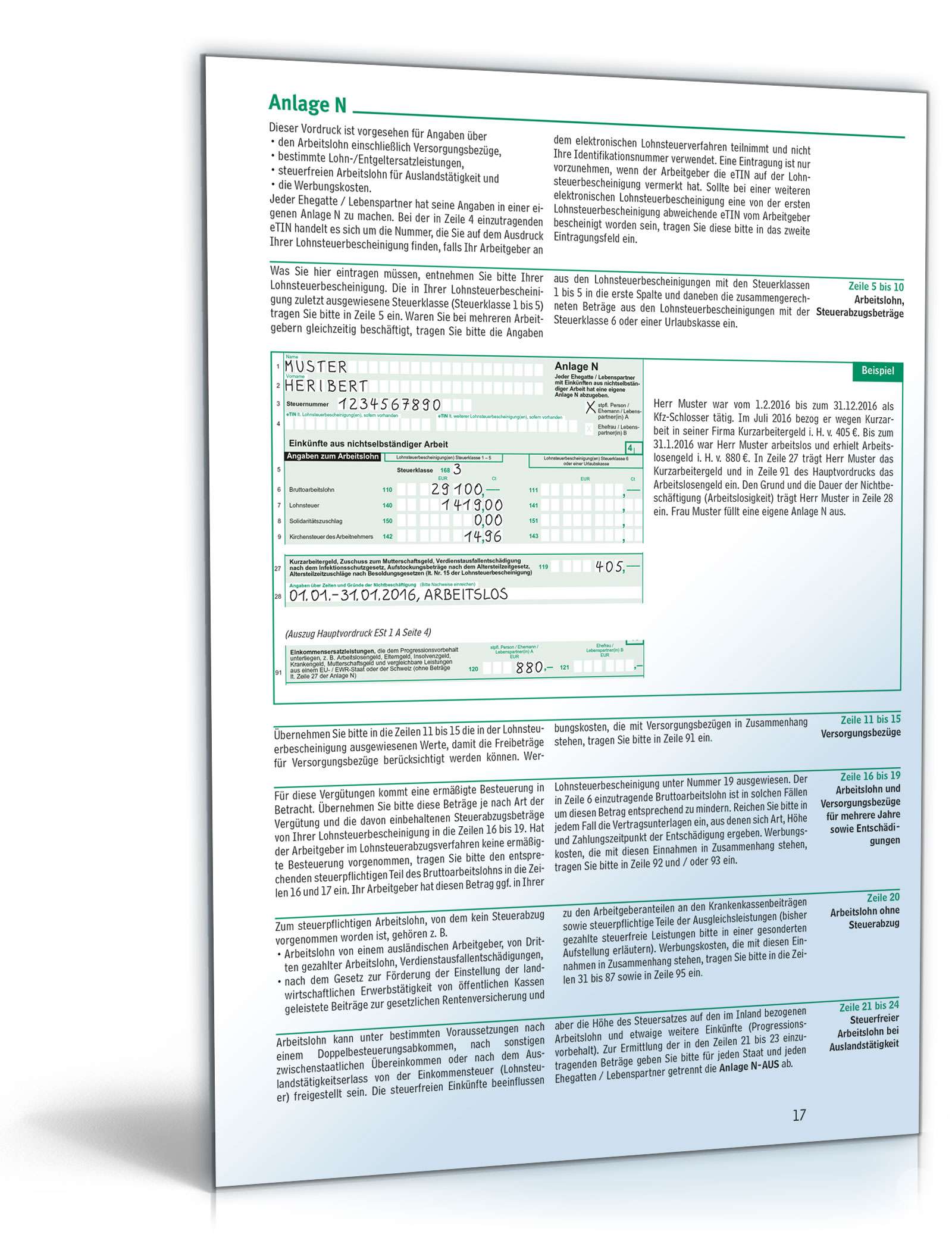Anleitung zur Einkommensteuererklärung 2016 PDF. Seite: 17