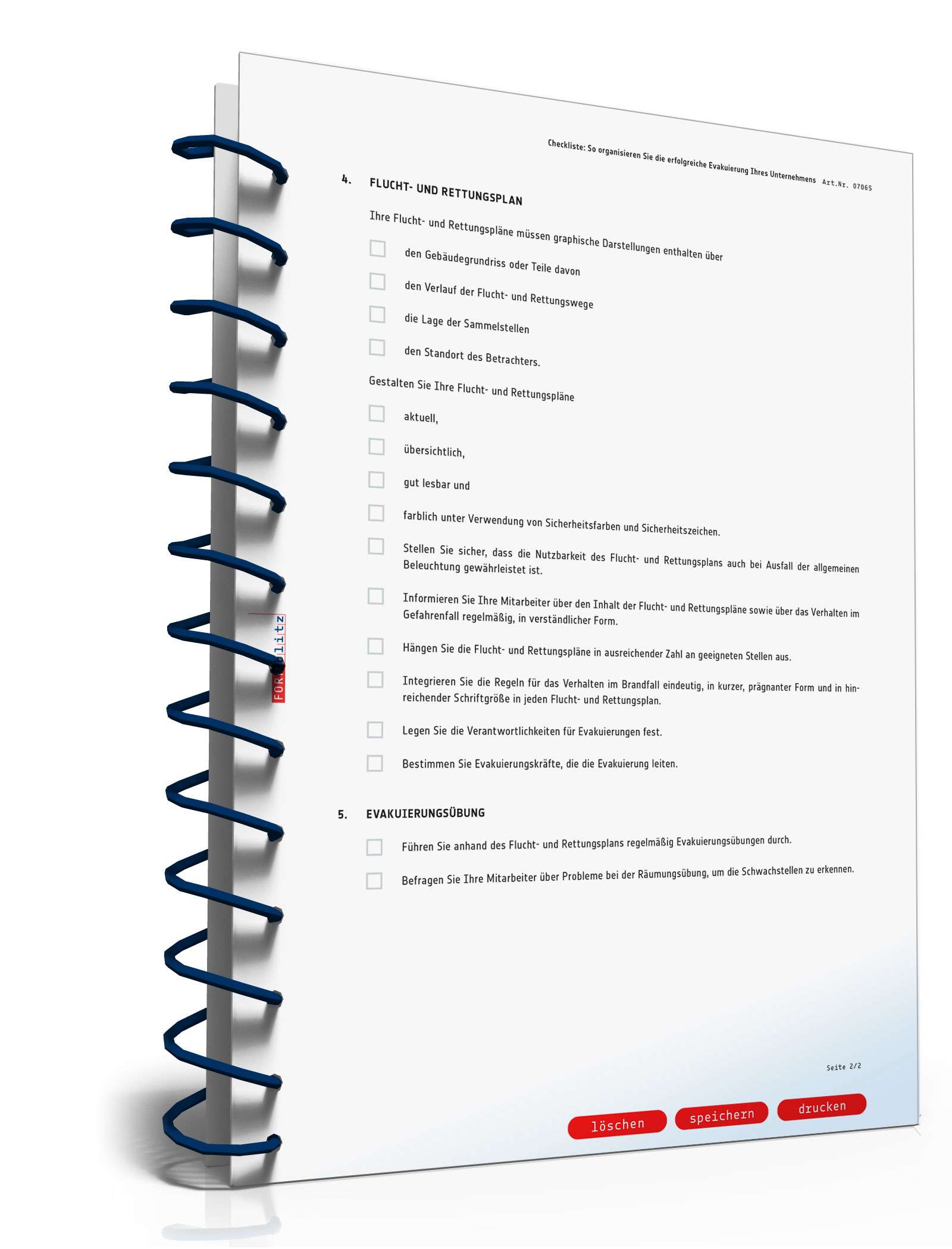 Checkliste Evakuierung Unternehmen  PDF. Seite: 2