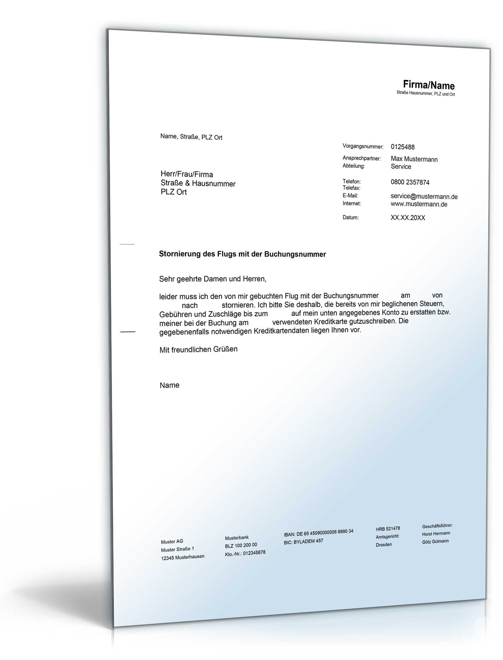 Stornierung eines Fluges  Word. Seite: 2