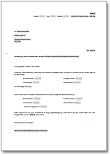 Kündigung Bankkonto Word