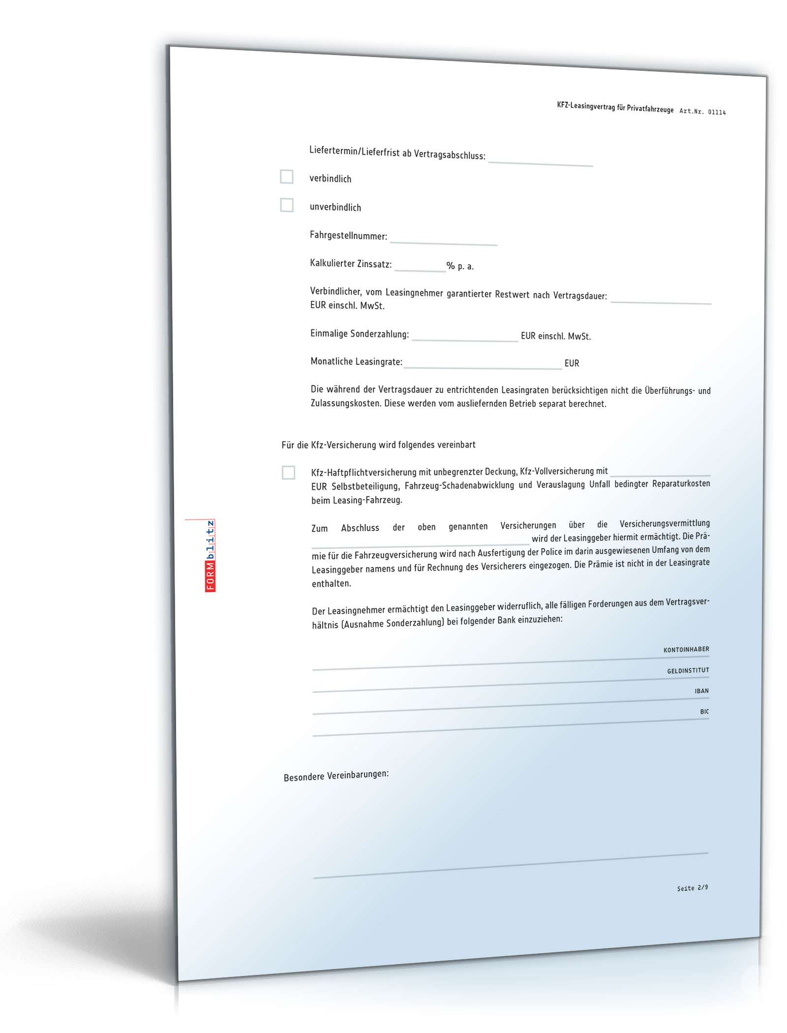 Kfz-Leasingvertrag Privatfahrzeuge PDF. Seite: 2