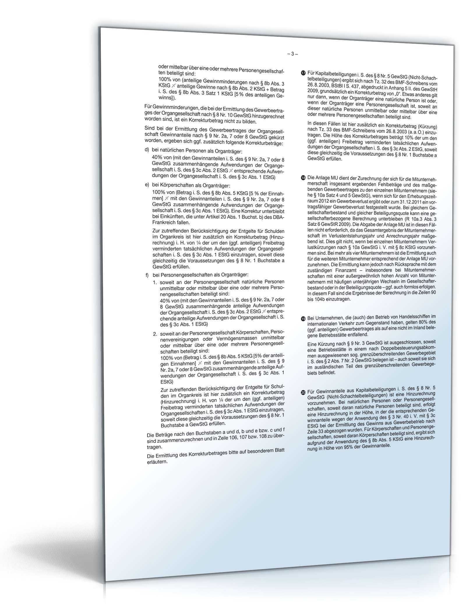 Anleitung zur Gewerbesteuererklärung 2012 PDF. Seite: 3