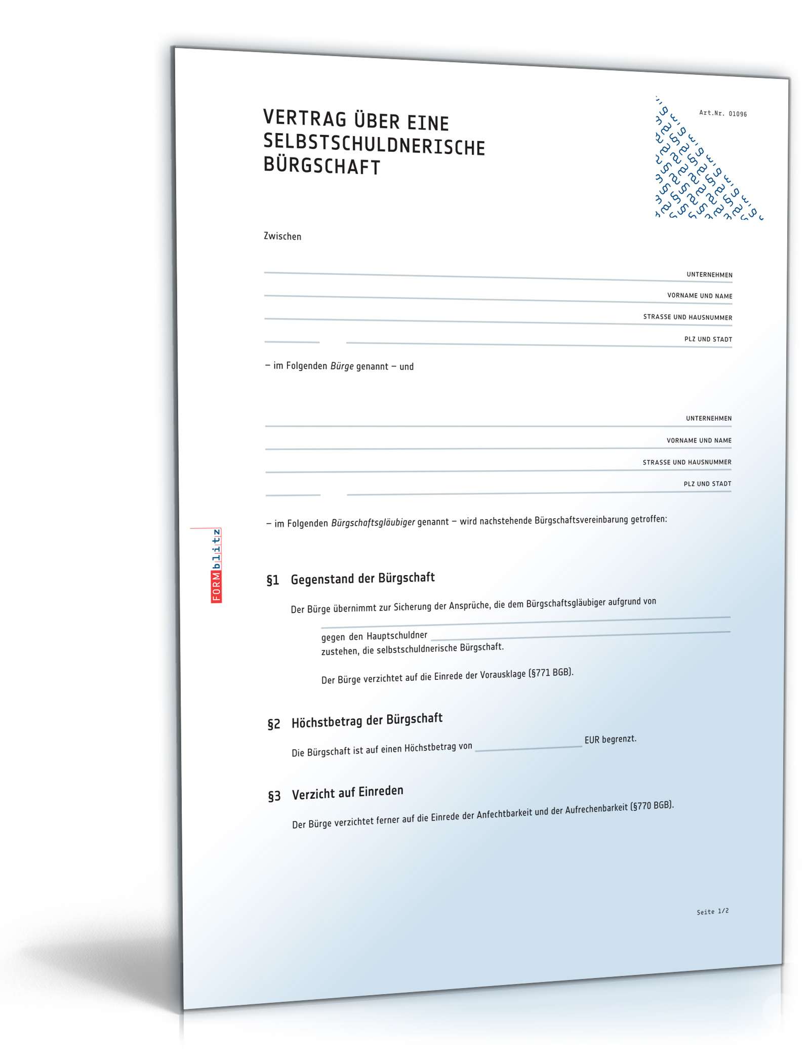 Bürgschaftsvertrag PDF
