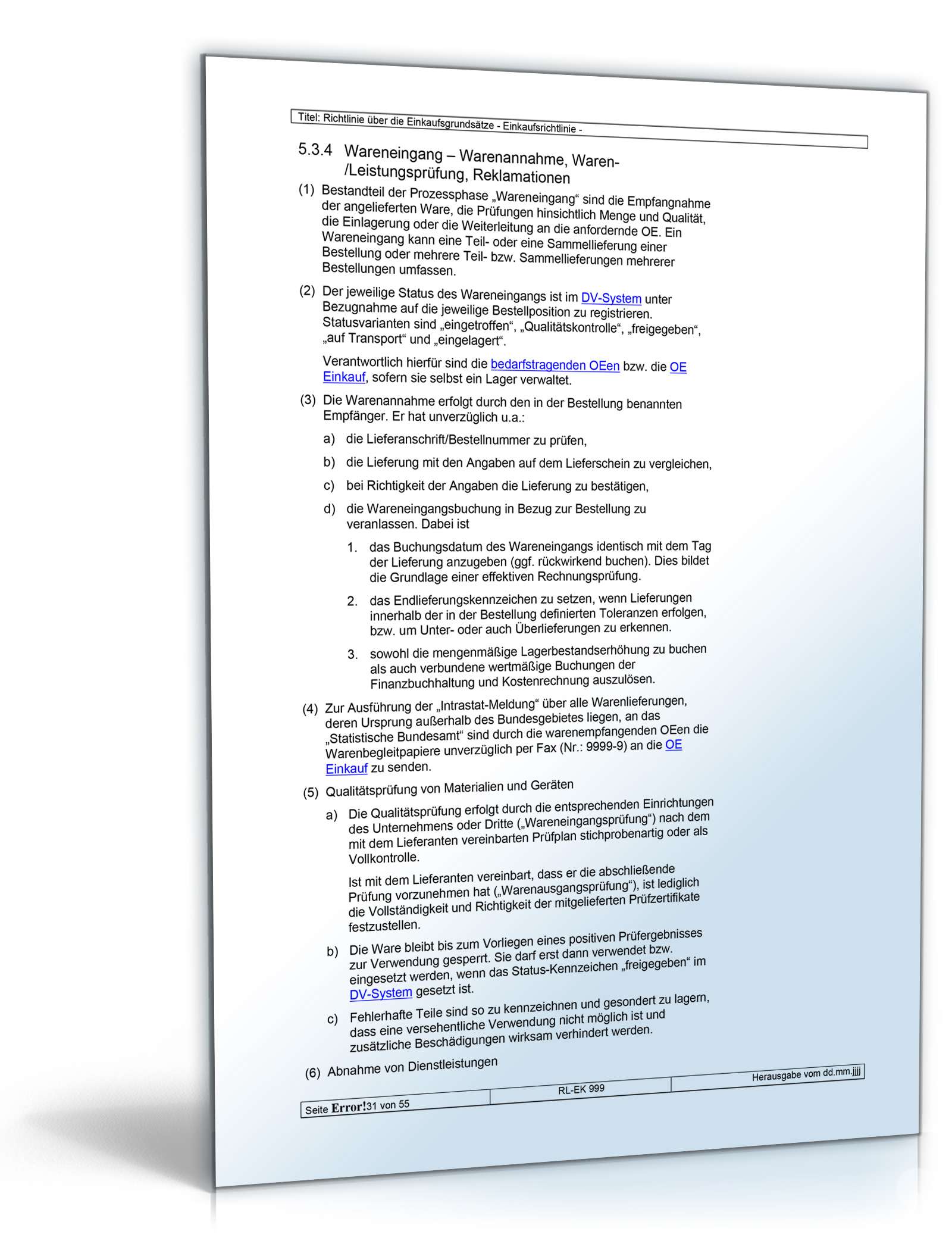 Richtlinien über die Einkaufsgrundsätze Word. Seite: 31