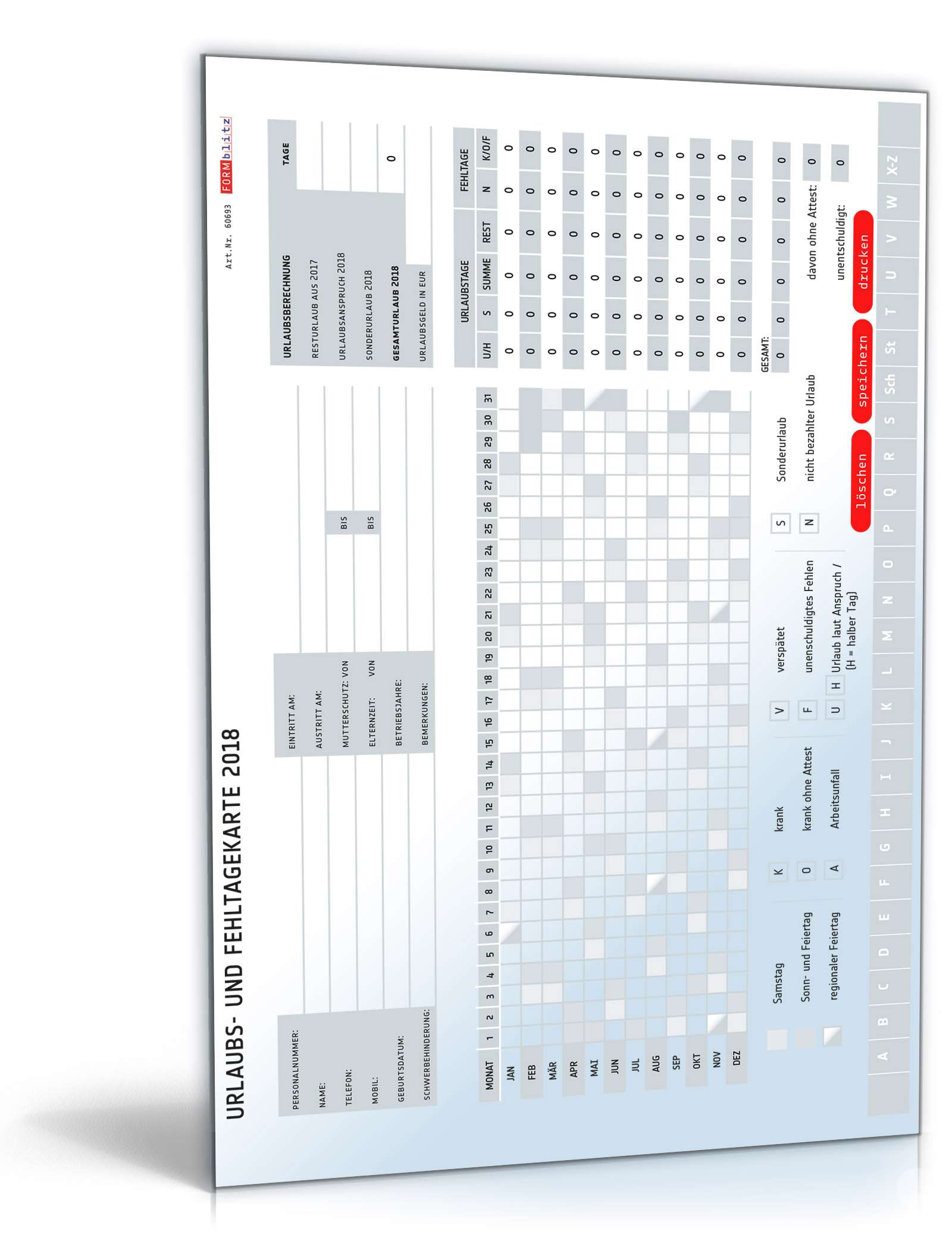 Urlaubs- und Fehltagekarte 2018 PDF