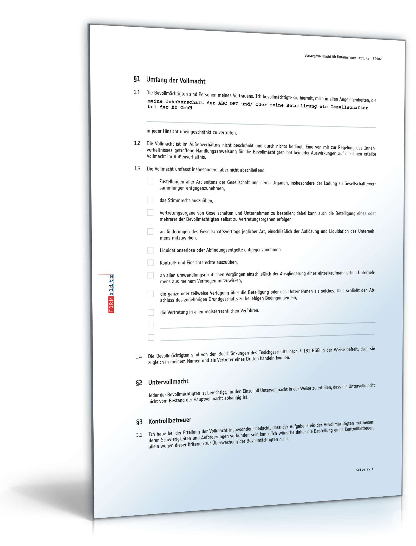 Vorsorgevollmacht Unternehmer PDF. Seite: 2