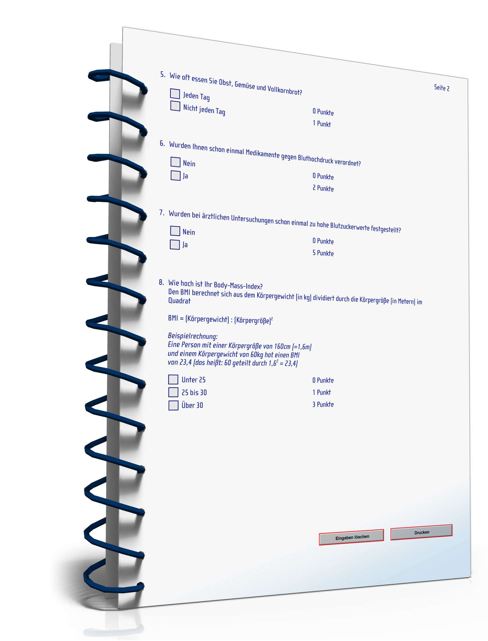 Risikotest Diabetes PDF. Seite: 2
