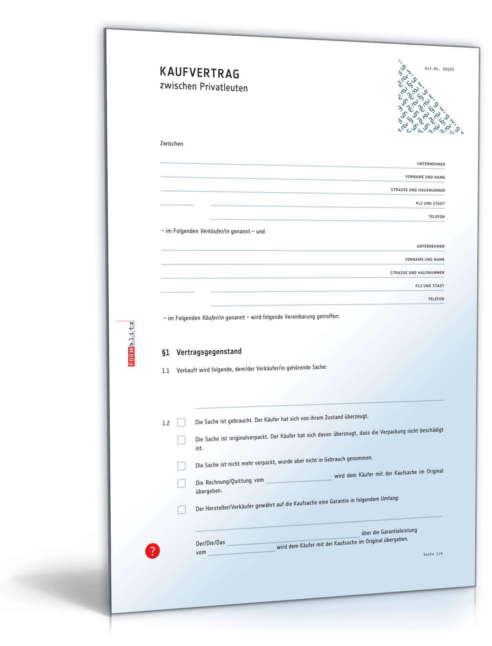 Kaufvertrag zwischen Privatleuten PDF