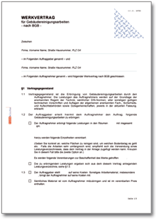 Werkvertrag Gebäudereinigungsarbeiten Word