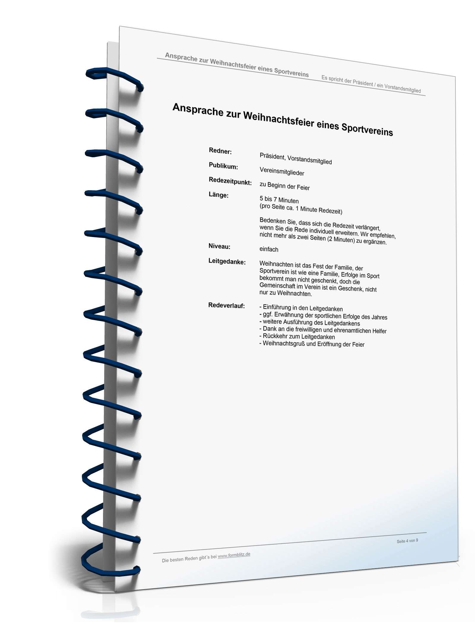 Rede Weihnachtsfeier im Sportverein Word. Seite: 4