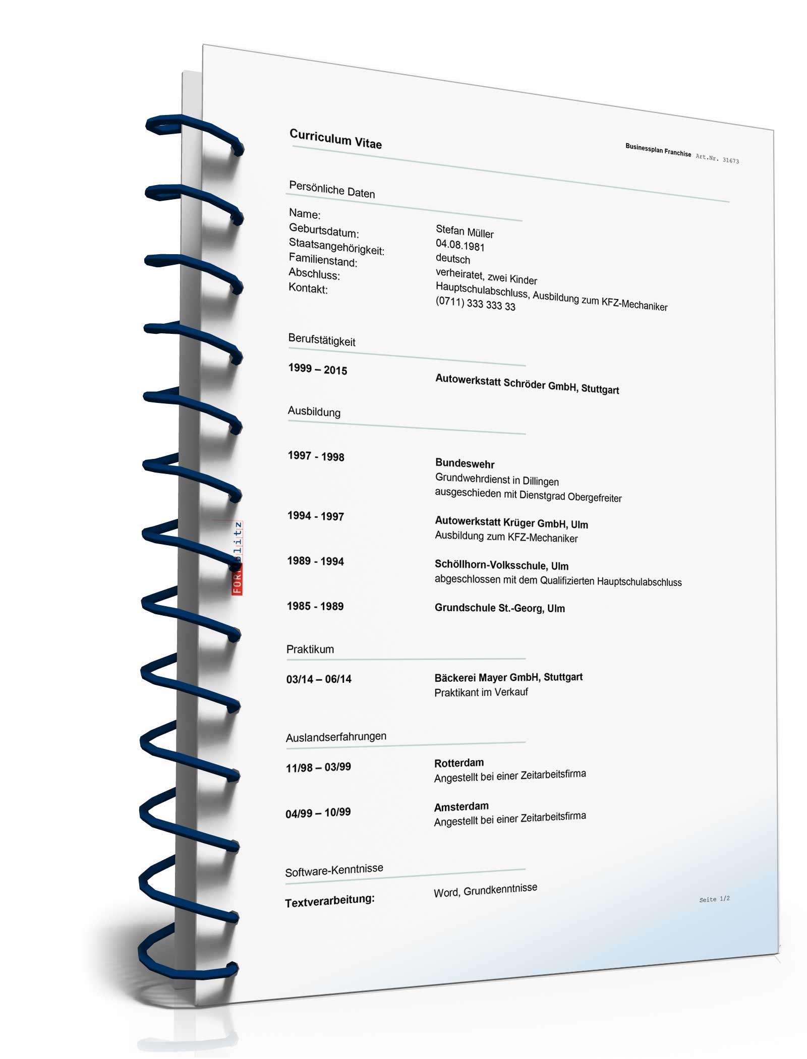 Businessplan Franchise (allgemein) Excel. Seite: 20
