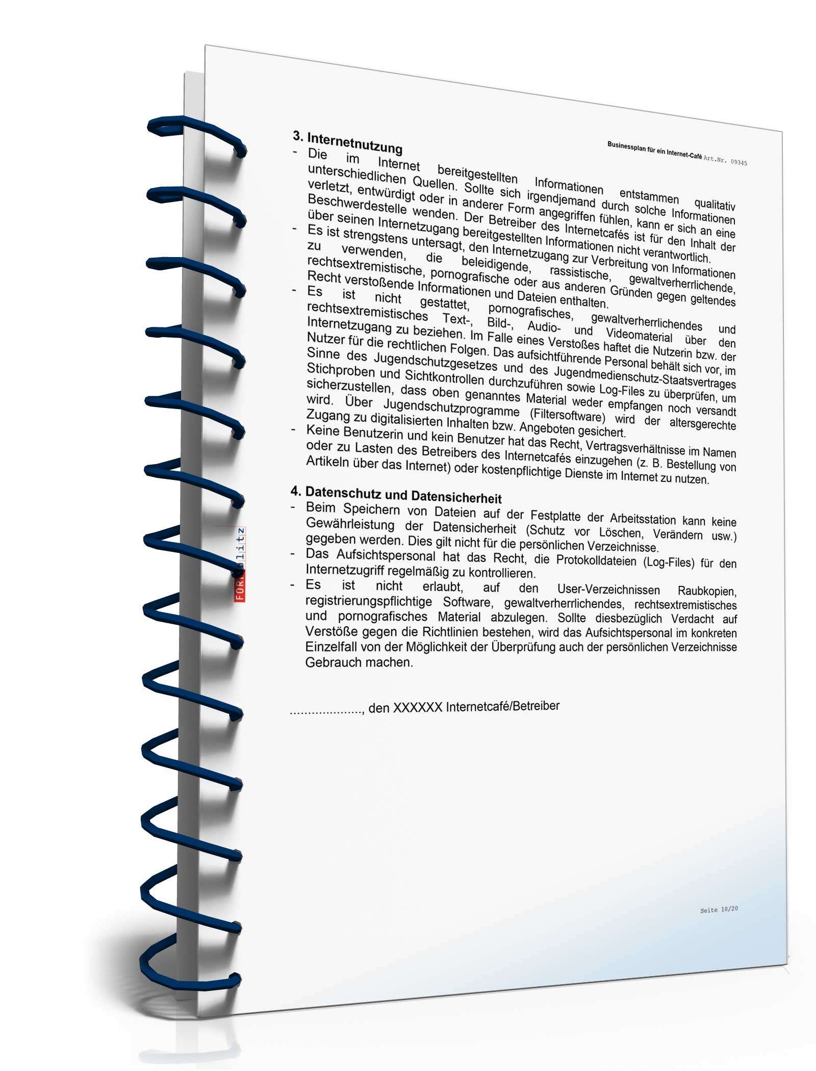 Businessplan Internetcafé Excel. Seite: 20