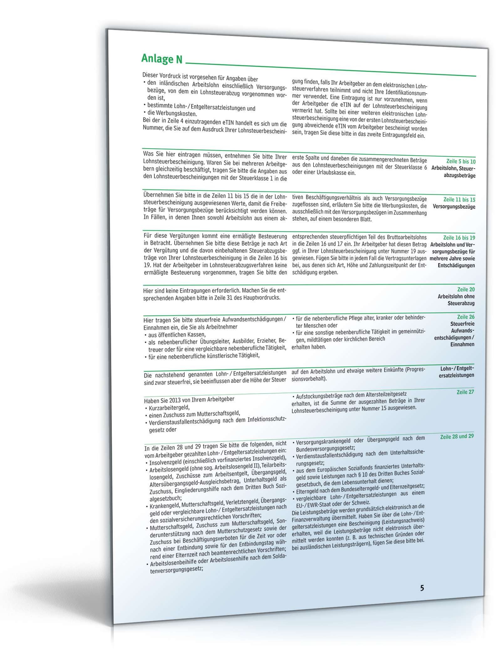 Anleitung zur Einkommensteuererklärung 2013 für beschränkt Steuerpflichtige PDF. Seite: 5