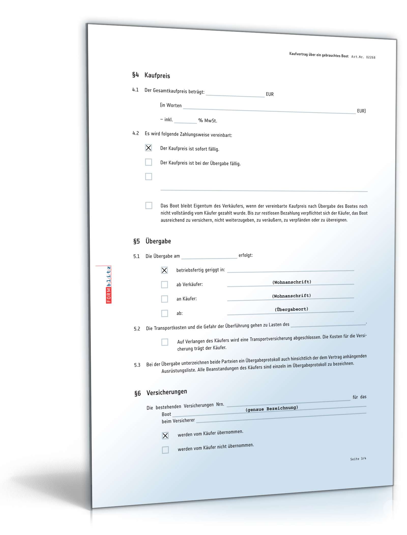 Kaufvertrag gebrauchtes Boot PDF. Seite: 3