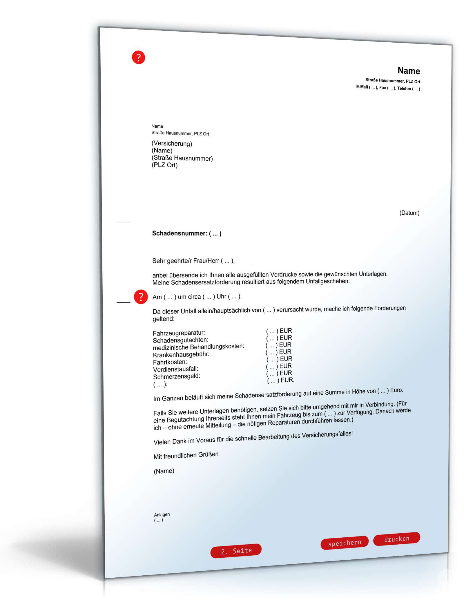 Forderung Verkehrsunfall PDF