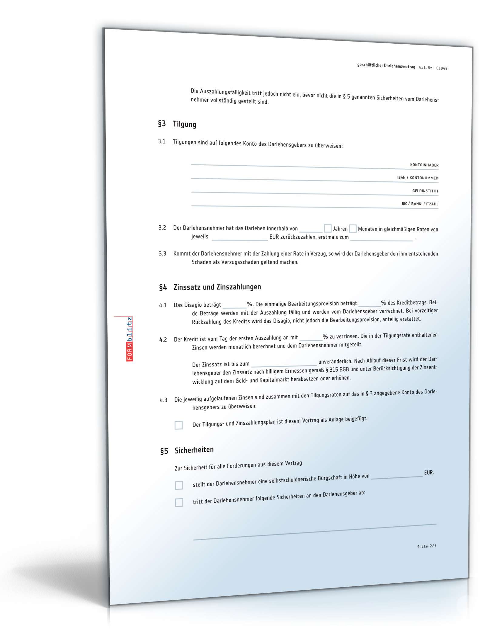 Darlehensvertrag geschäftlich PDF. Seite: 2