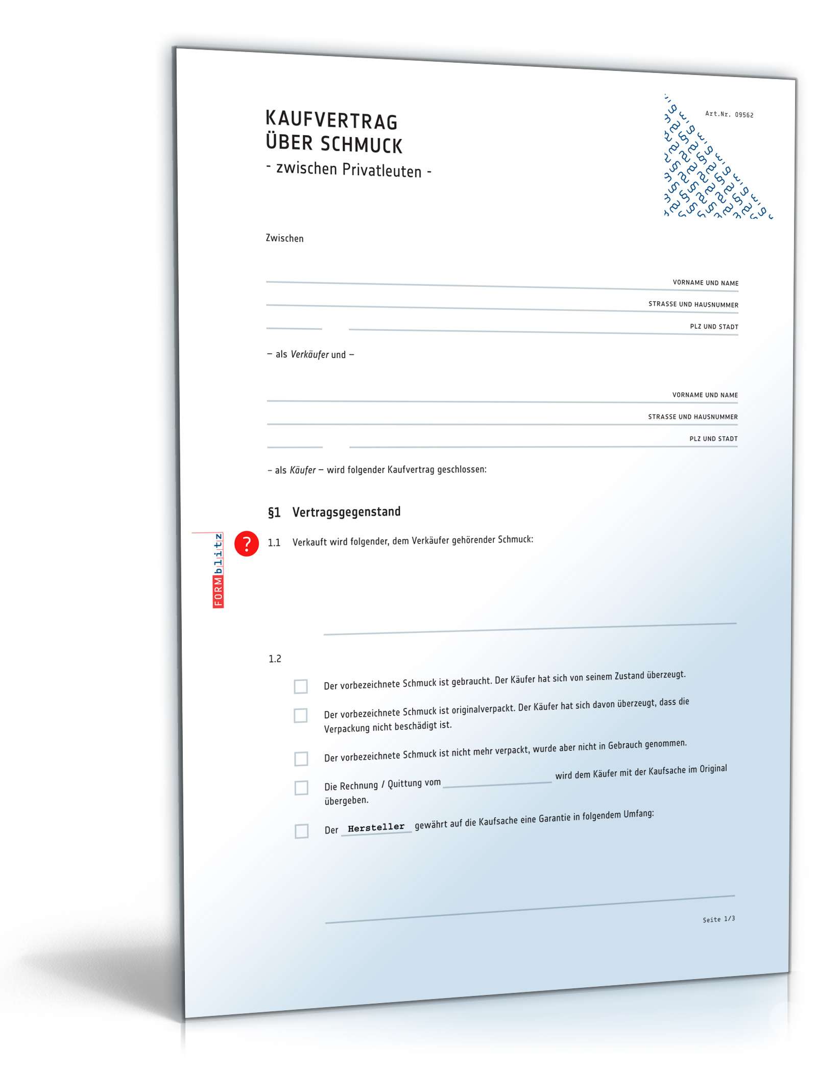 Kaufvertrag Schmuck PDF