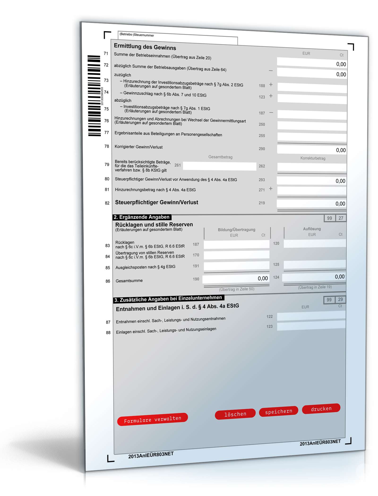 Anlage EÜR 2013 PDF. Seite: 3