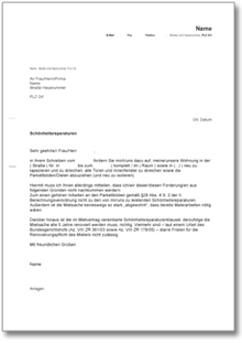 Weigerung Durchführung Schönheitsreparaturen Word