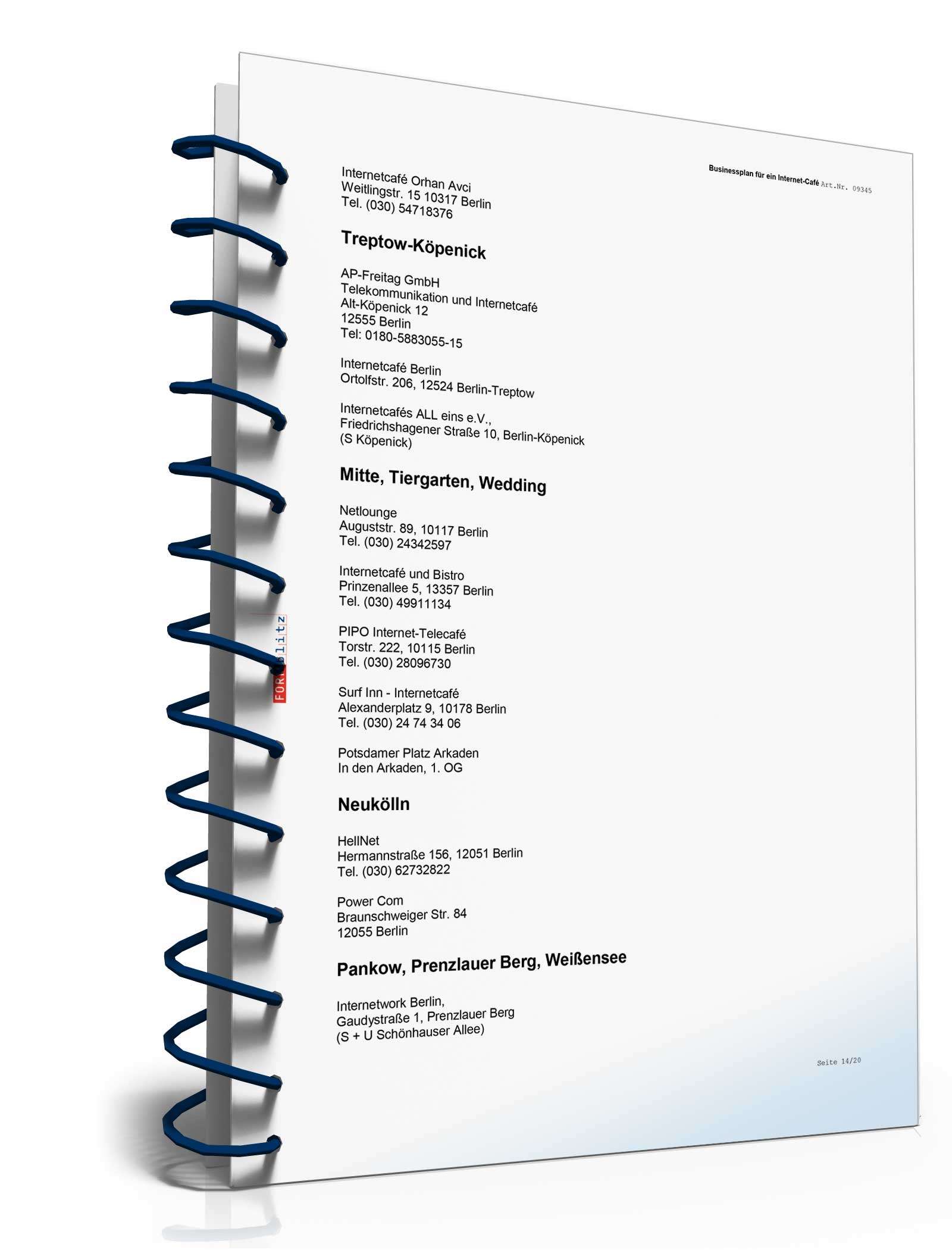 Businessplan Internetcafé Excel. Seite: 16