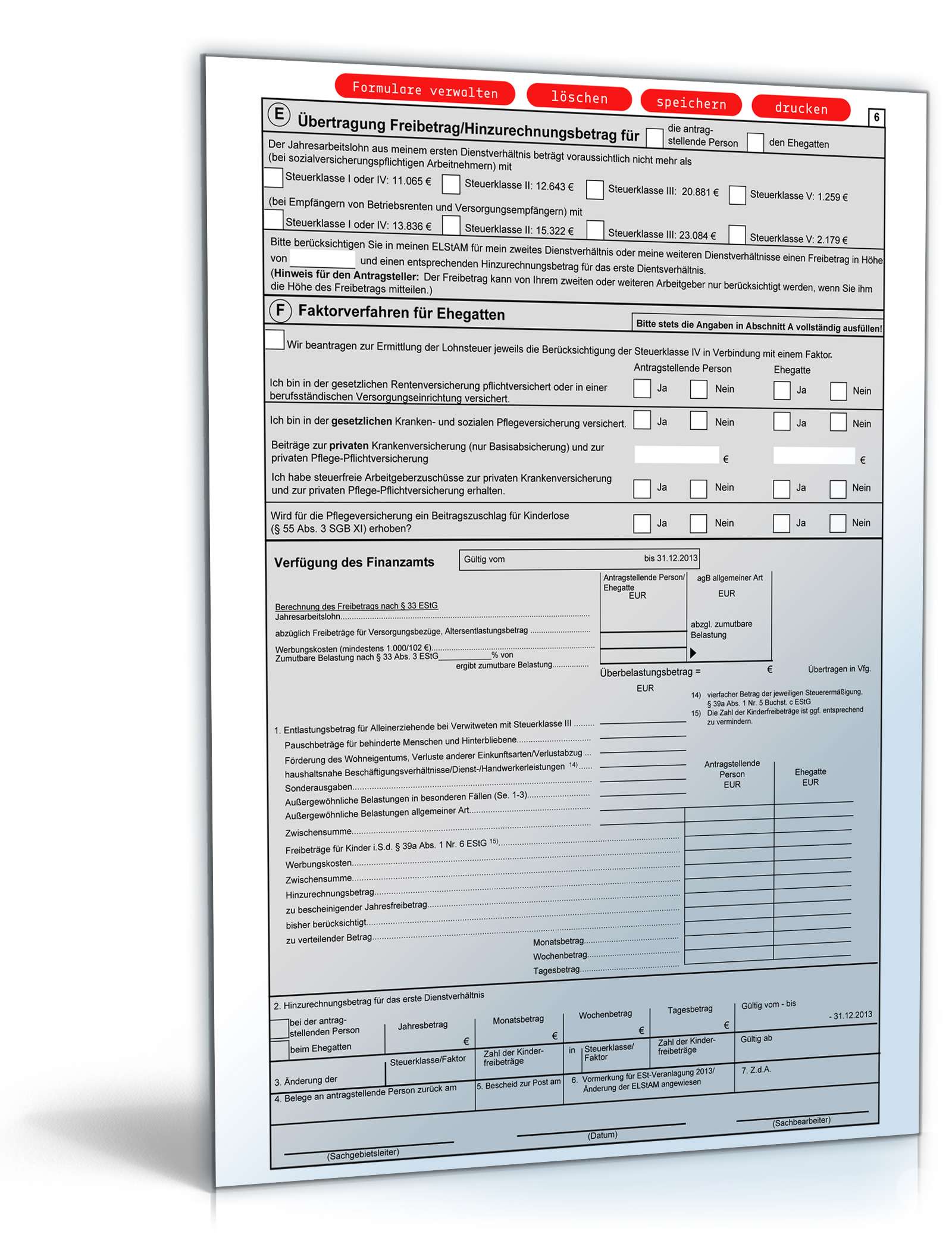 Antrag auf Lohnsteuer-Ermäßigung 2013 PDF. Seite: 6