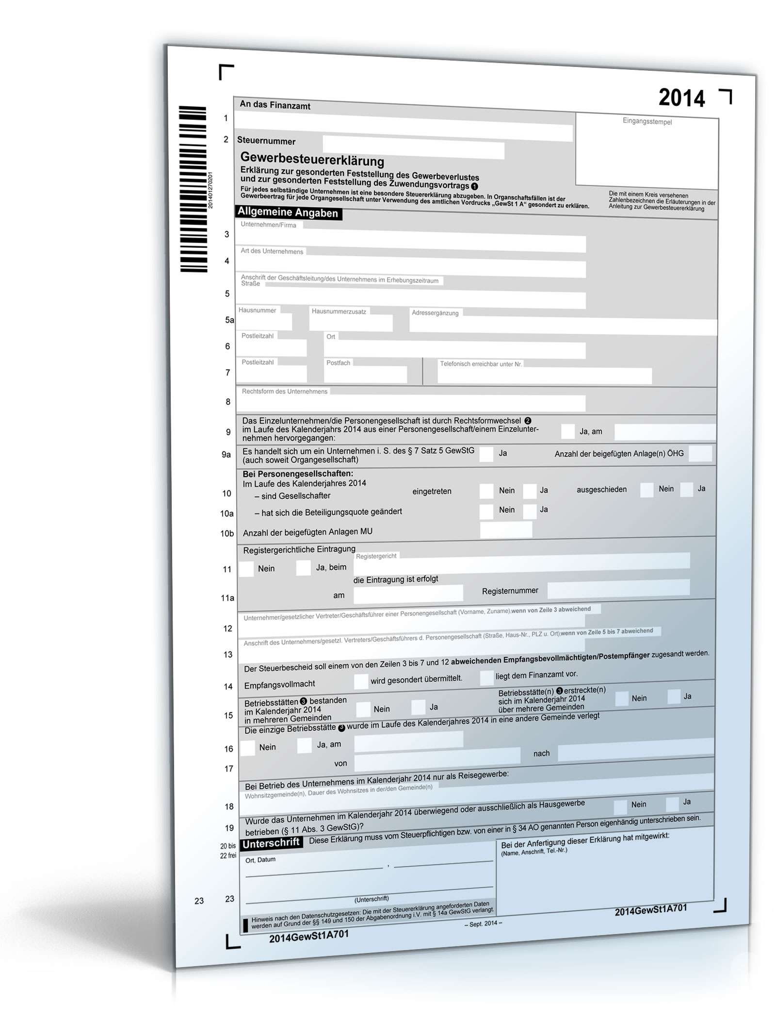 Gewerbesteuererklärung 2014 PDF