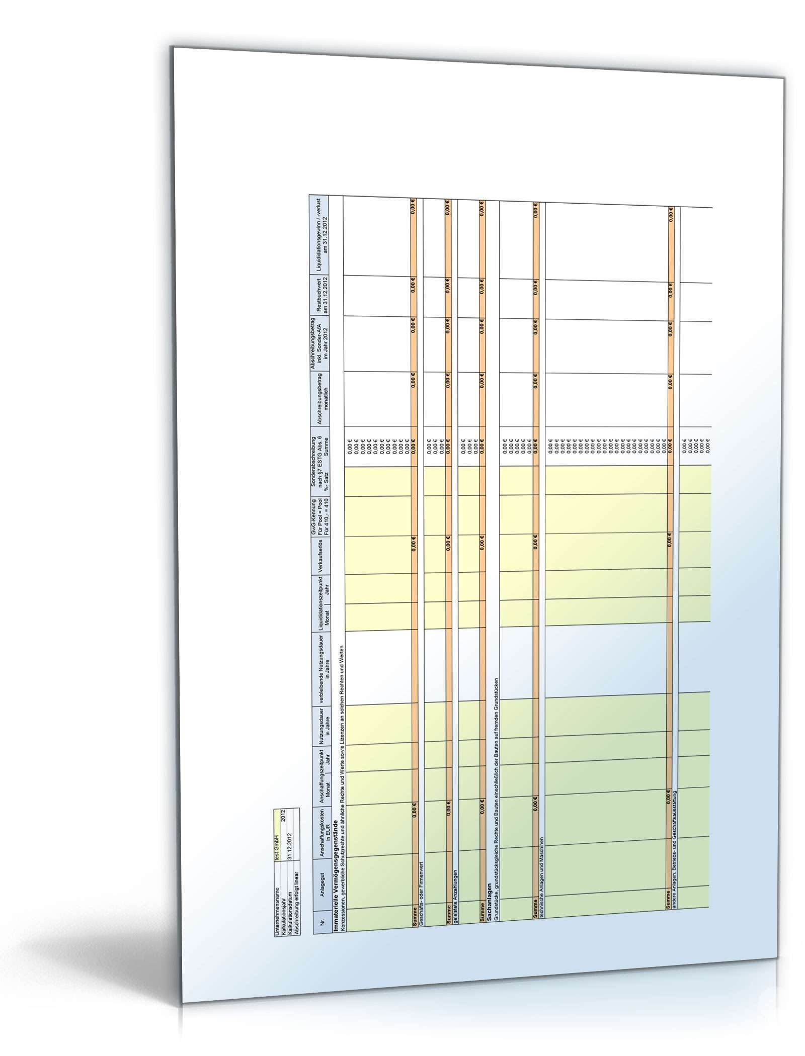 Anlagenverwaltung Excel. Seite: 4