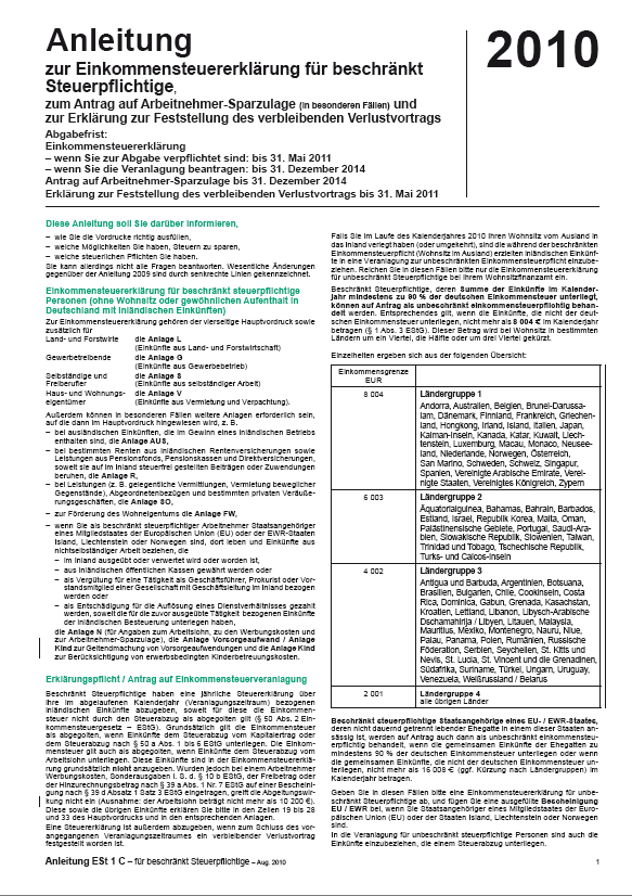 Formular-Paket Steuer 2011 Excel. Seite: 2