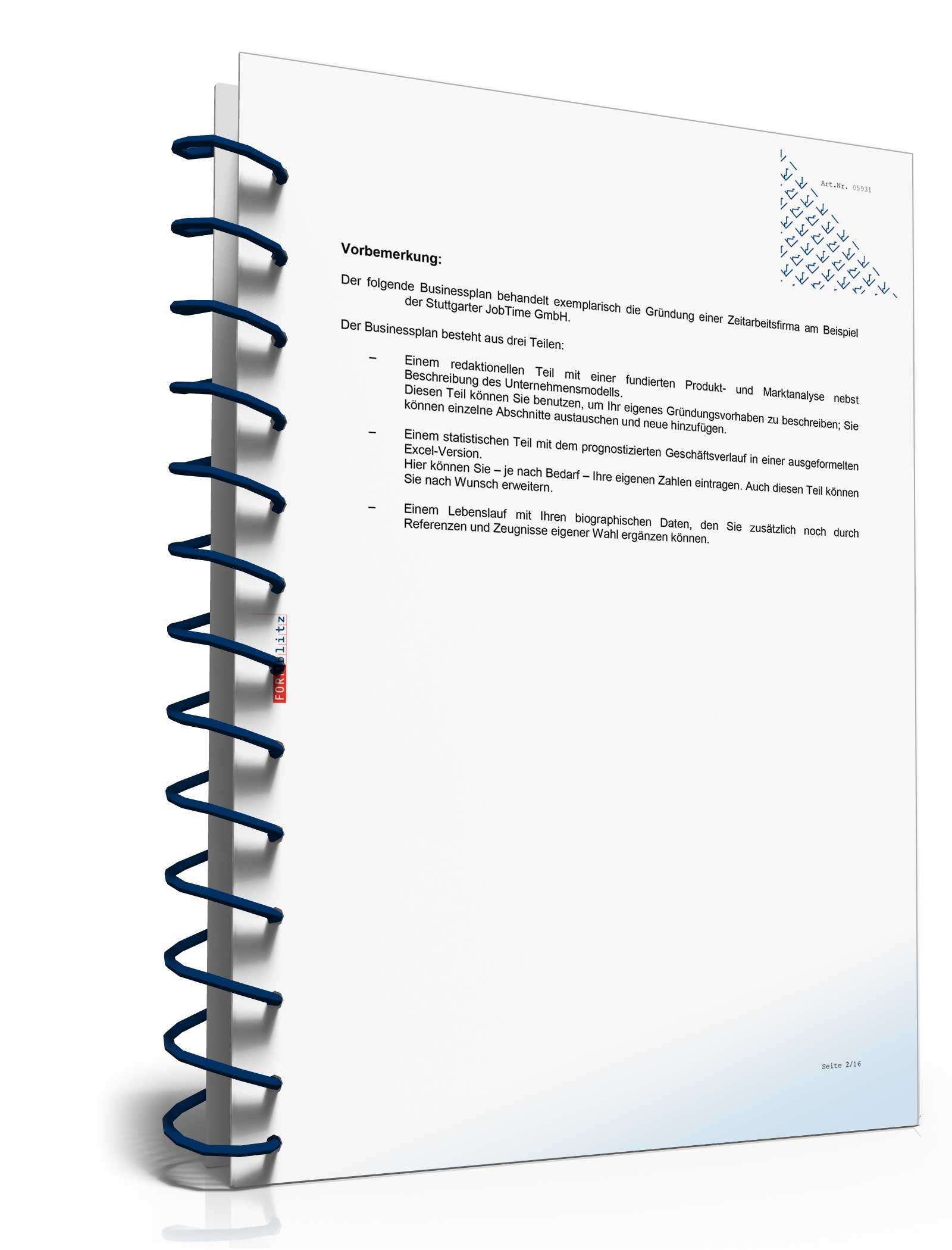 Businessplan Zeitarbeitsfirma Excel. Seite: 11