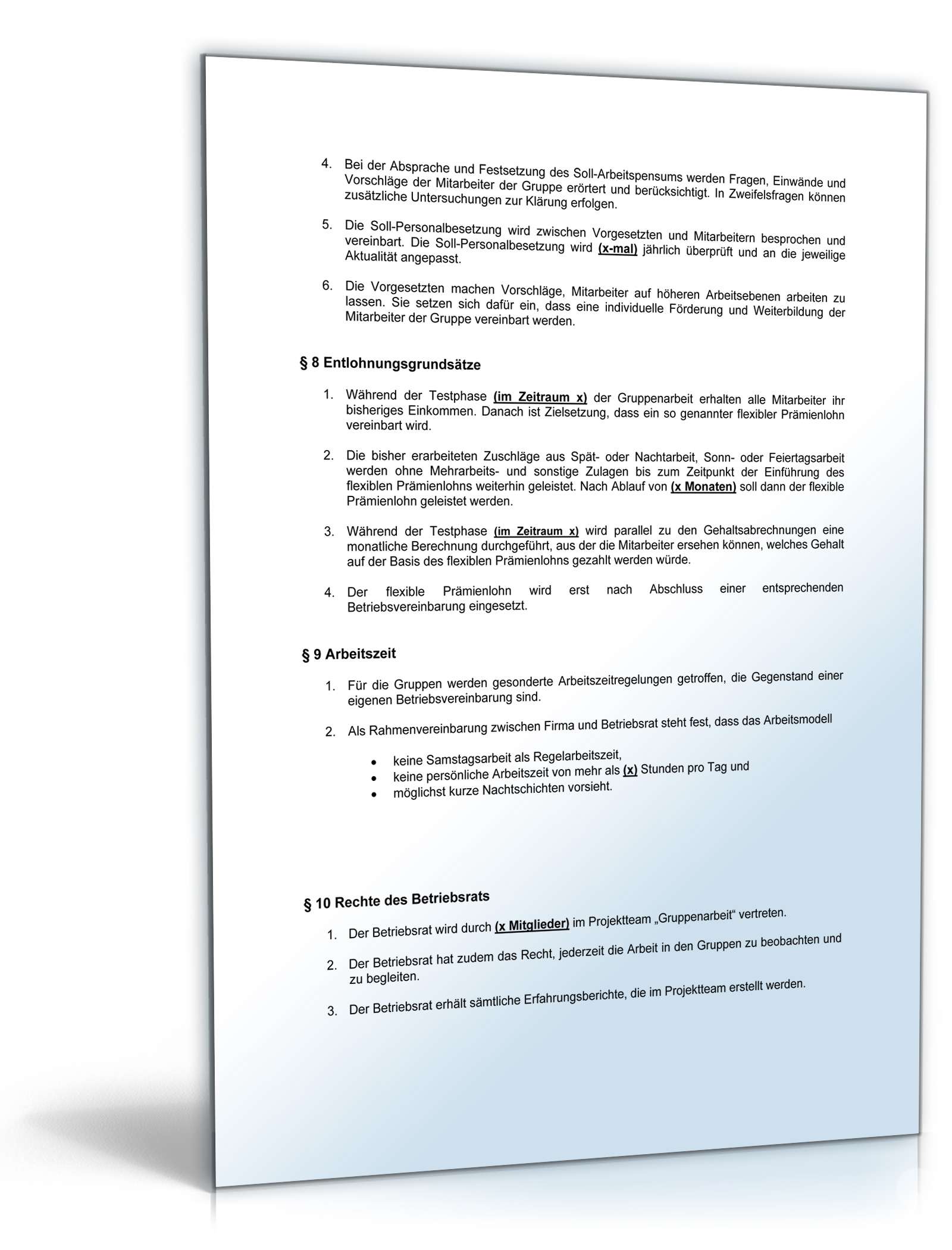 Betriebsvereinbarung Einrichtung von Gruppenarbeit PDF. Seite: 2