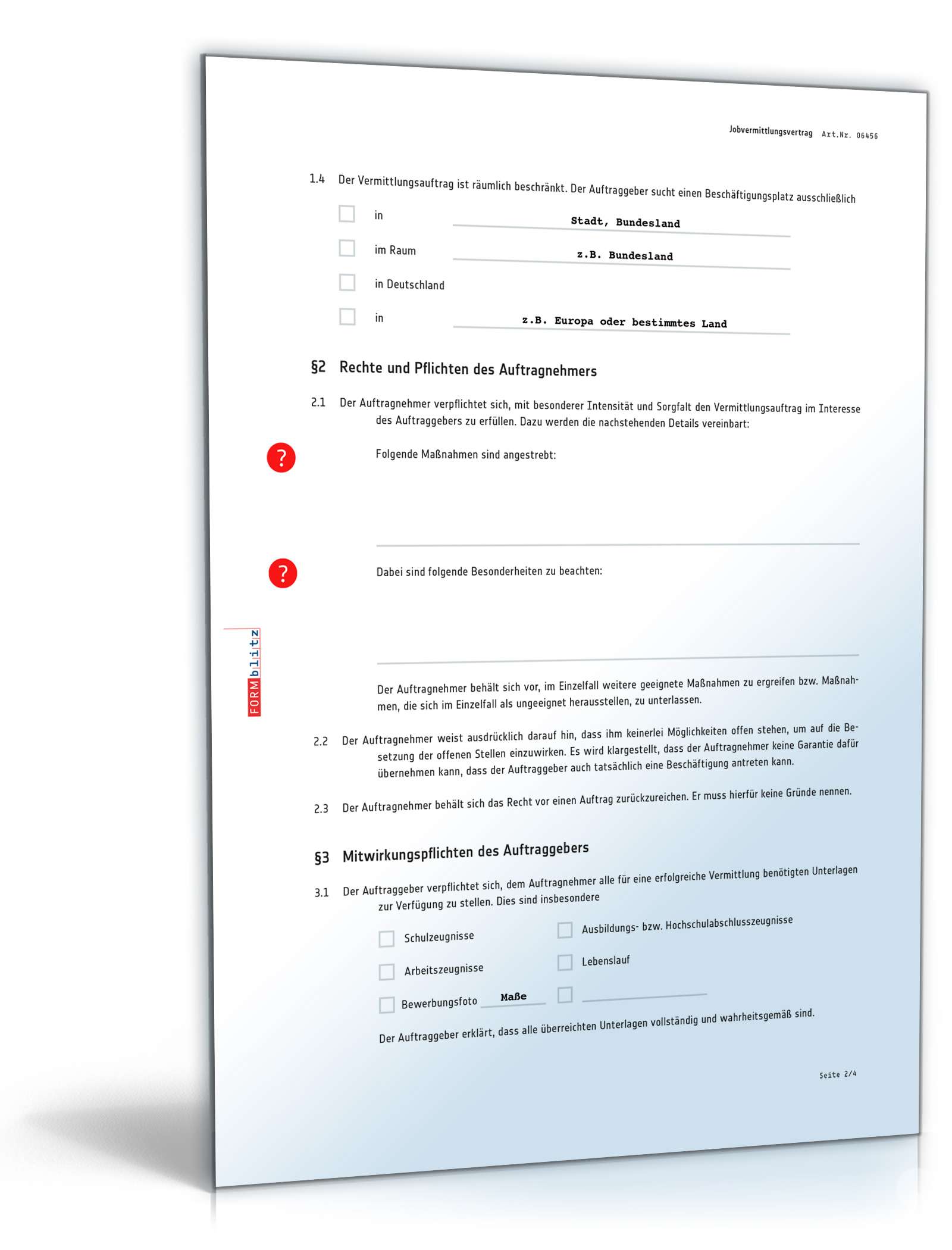 Vertrag Jobvermittlung PDF. Seite: 2
