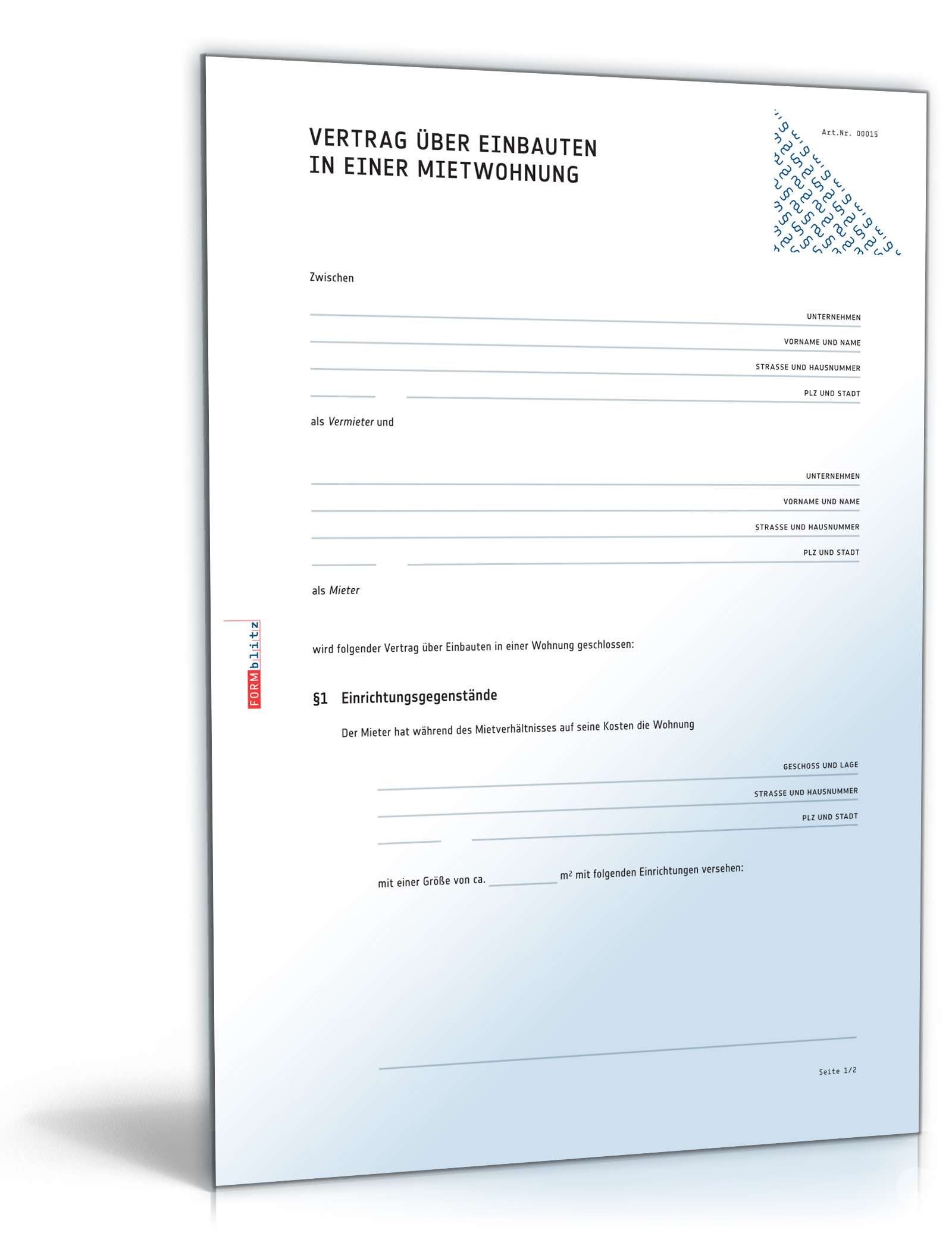 Vertrag über Einbauten in Mietwohnung PDF