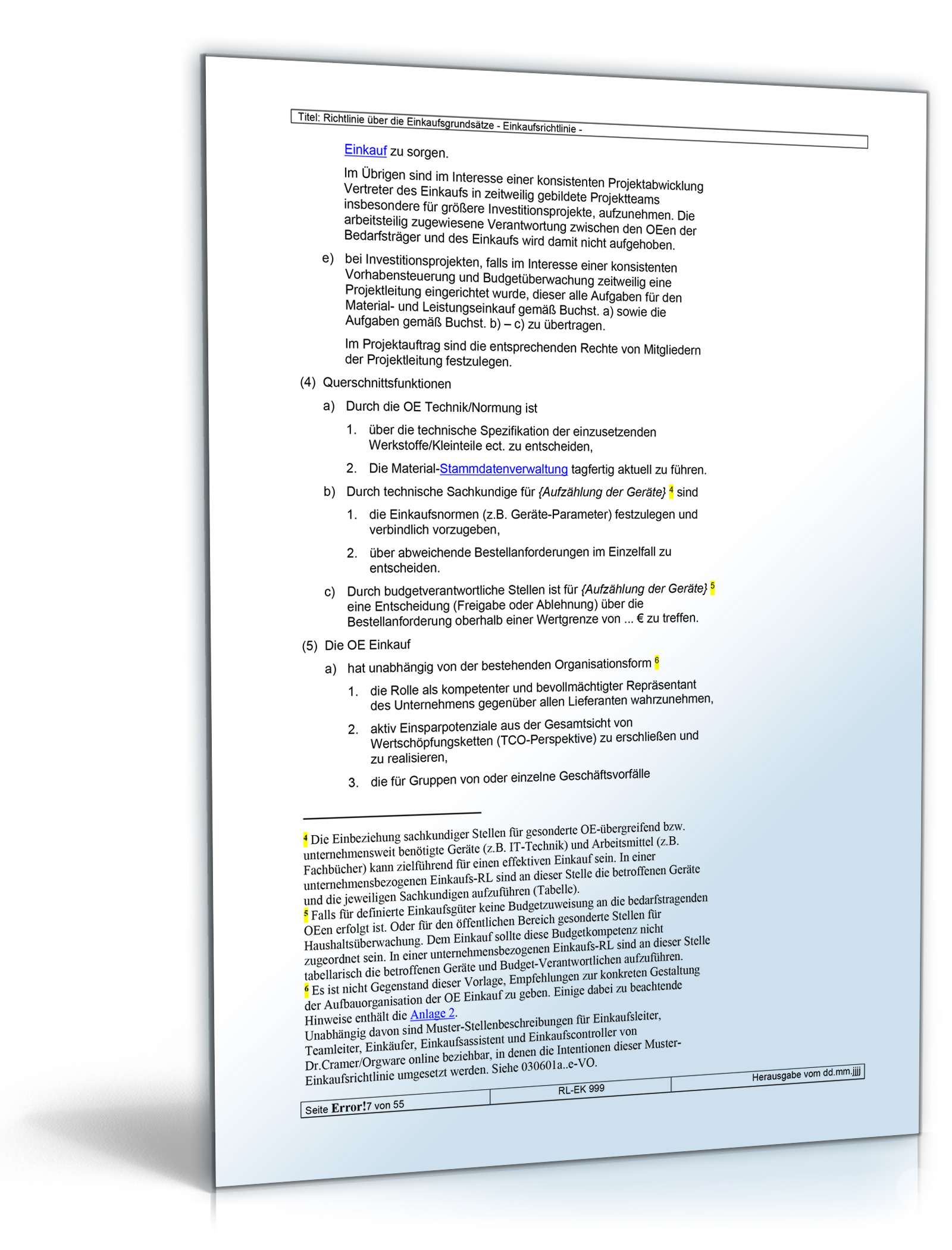 Richtlinien über die Einkaufsgrundsätze Word. Seite: 7