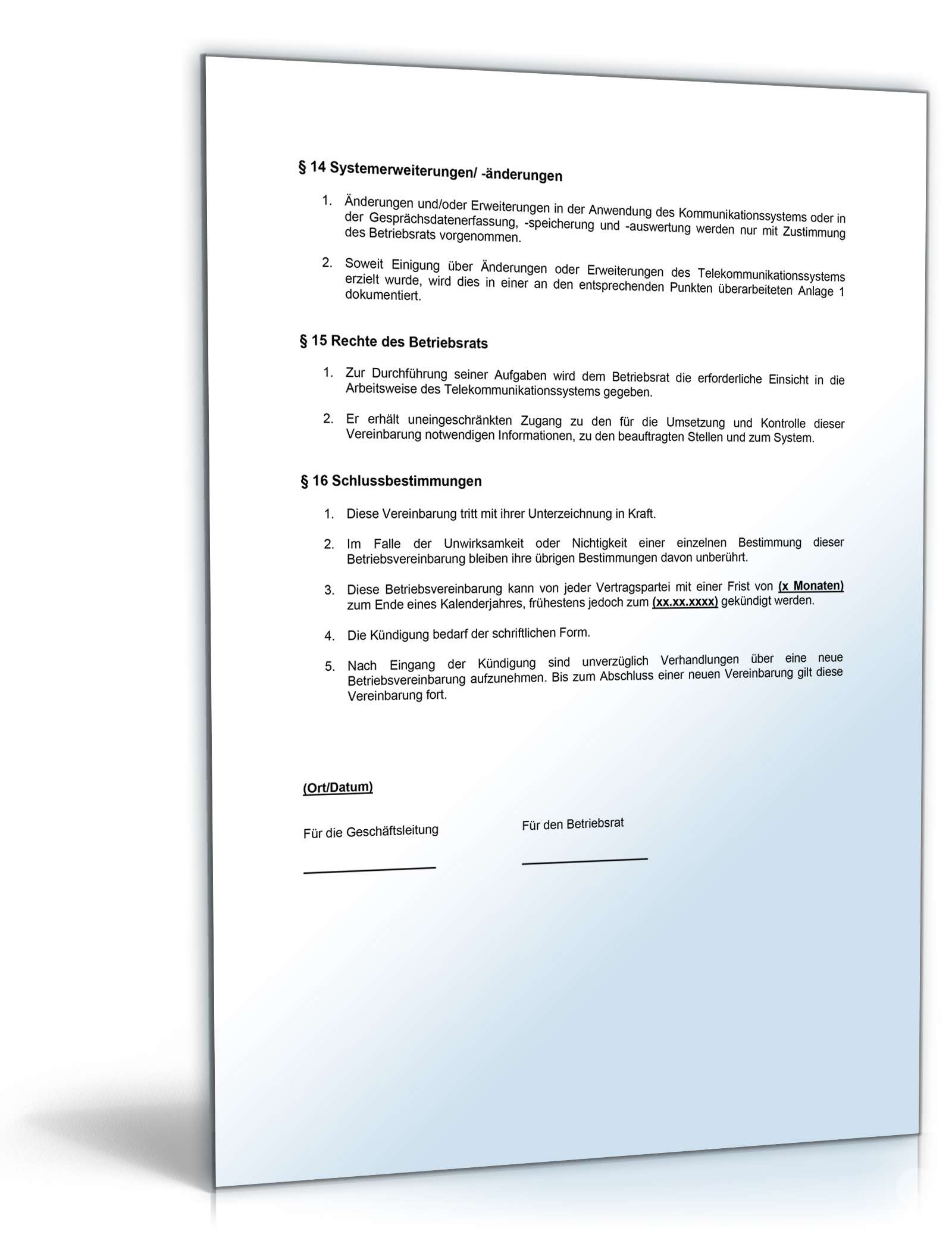 Betriebsvereinbarung Telekommunikationssystem PDF. Seite: 4