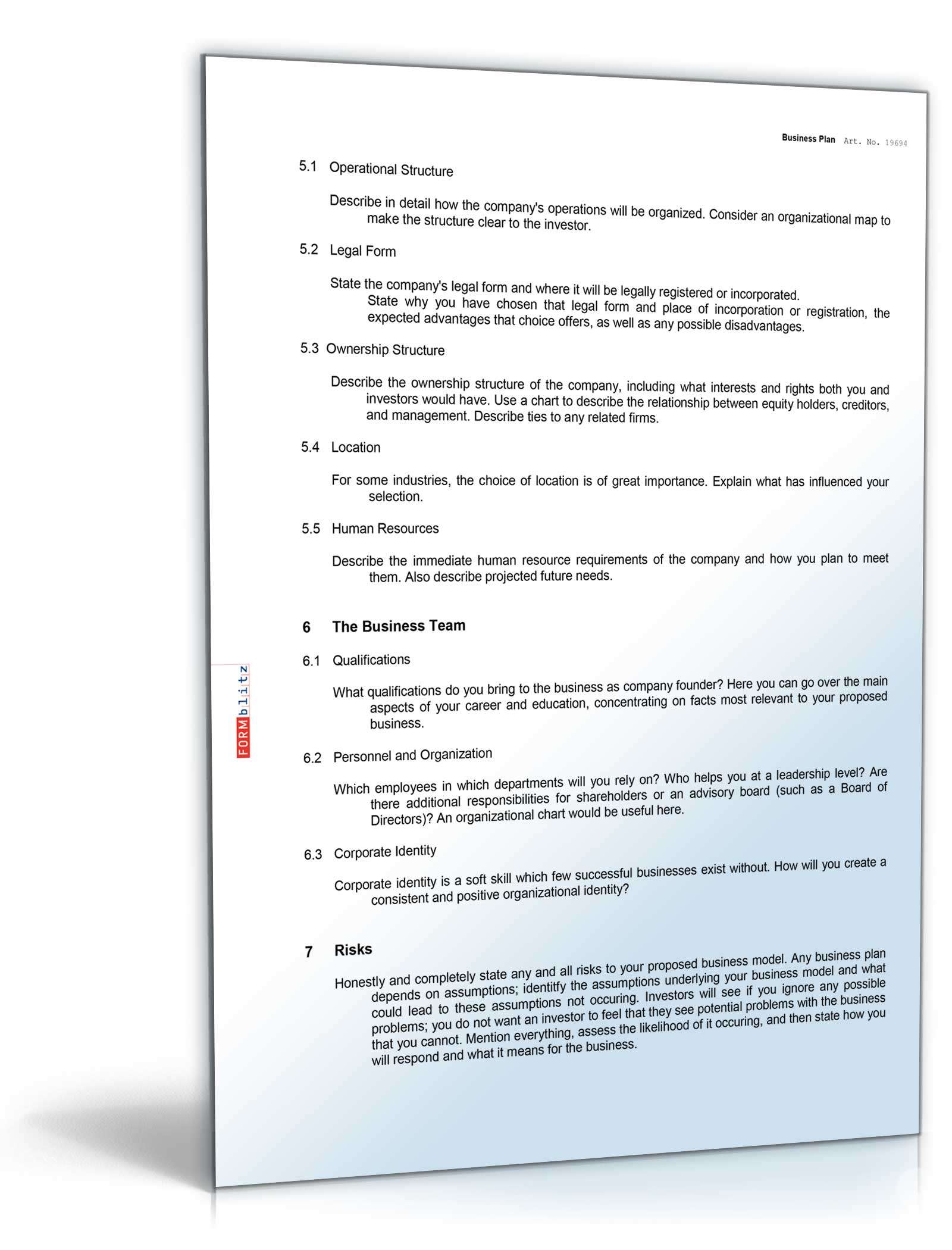 Businessplan auf Englisch Excel. Seite: 8