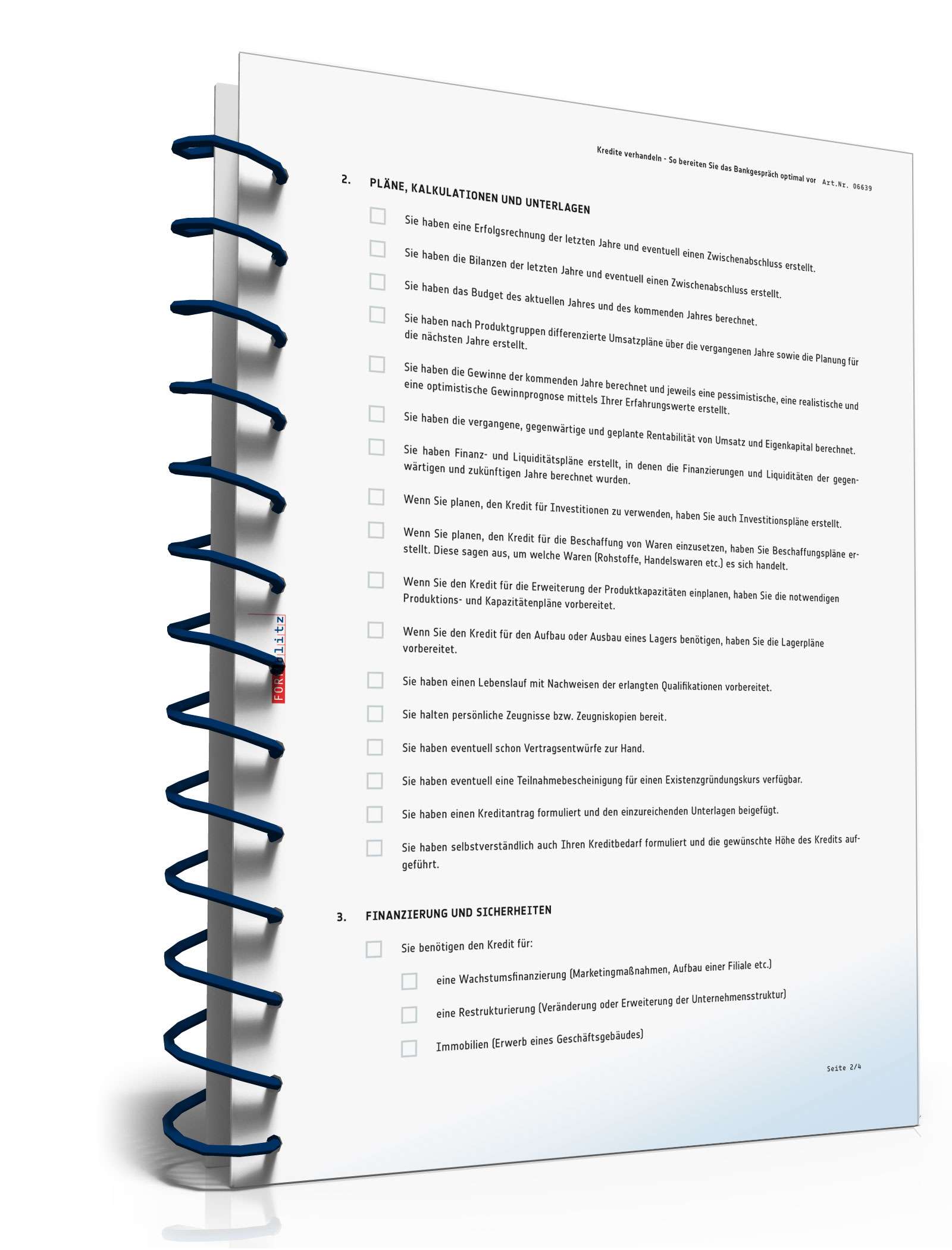 Checkliste Vorbereitung Kreditverhandlung PDF. Seite: 2